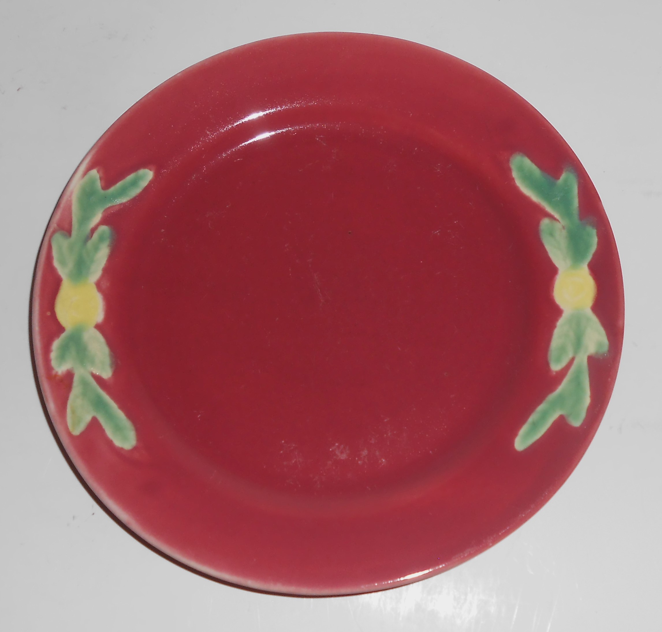 VINTAGE Coors Pottery Rosebud EARLY Red 7'' Plate #4