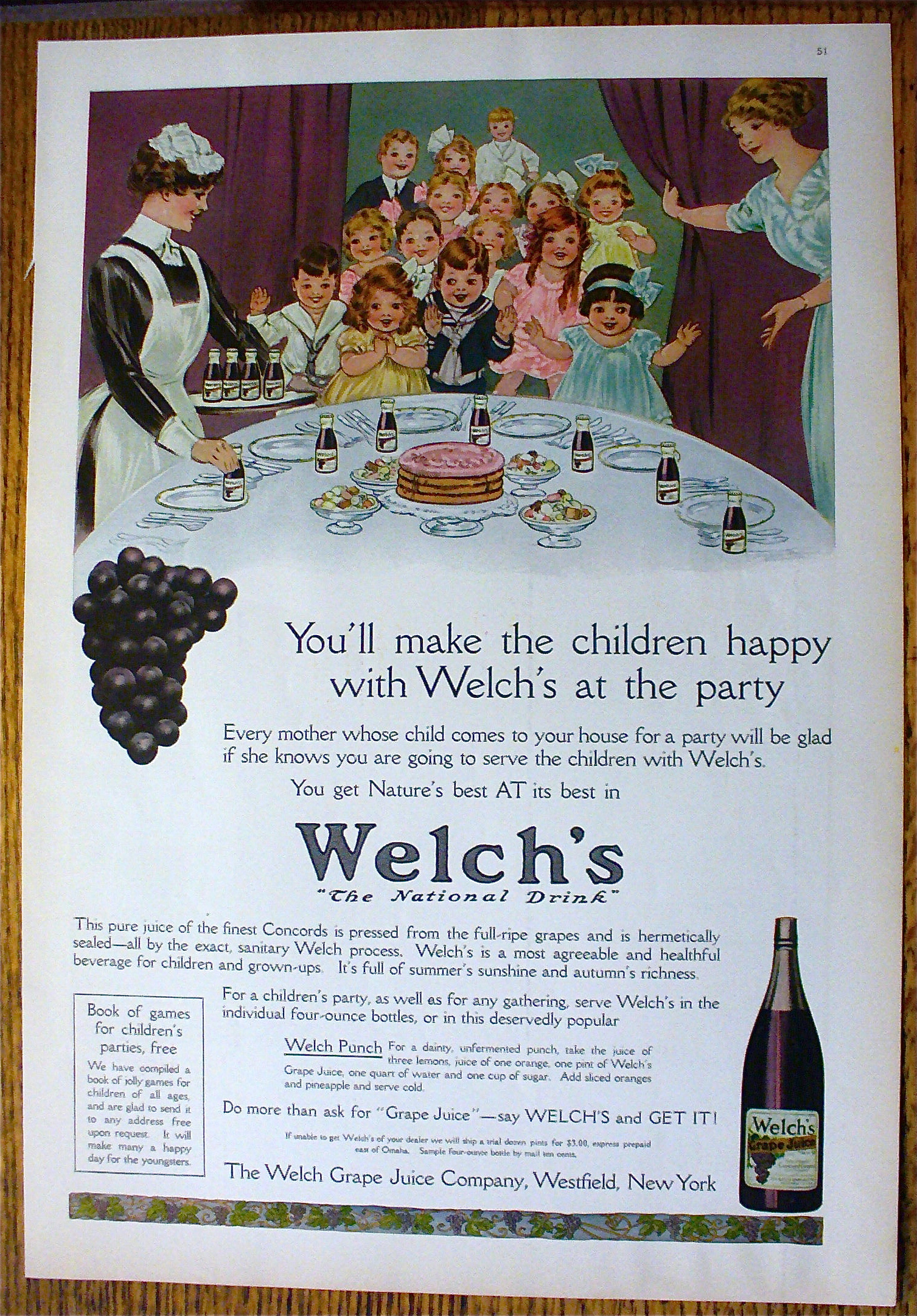 1914 Welch's Grape Juice with a Children's Party