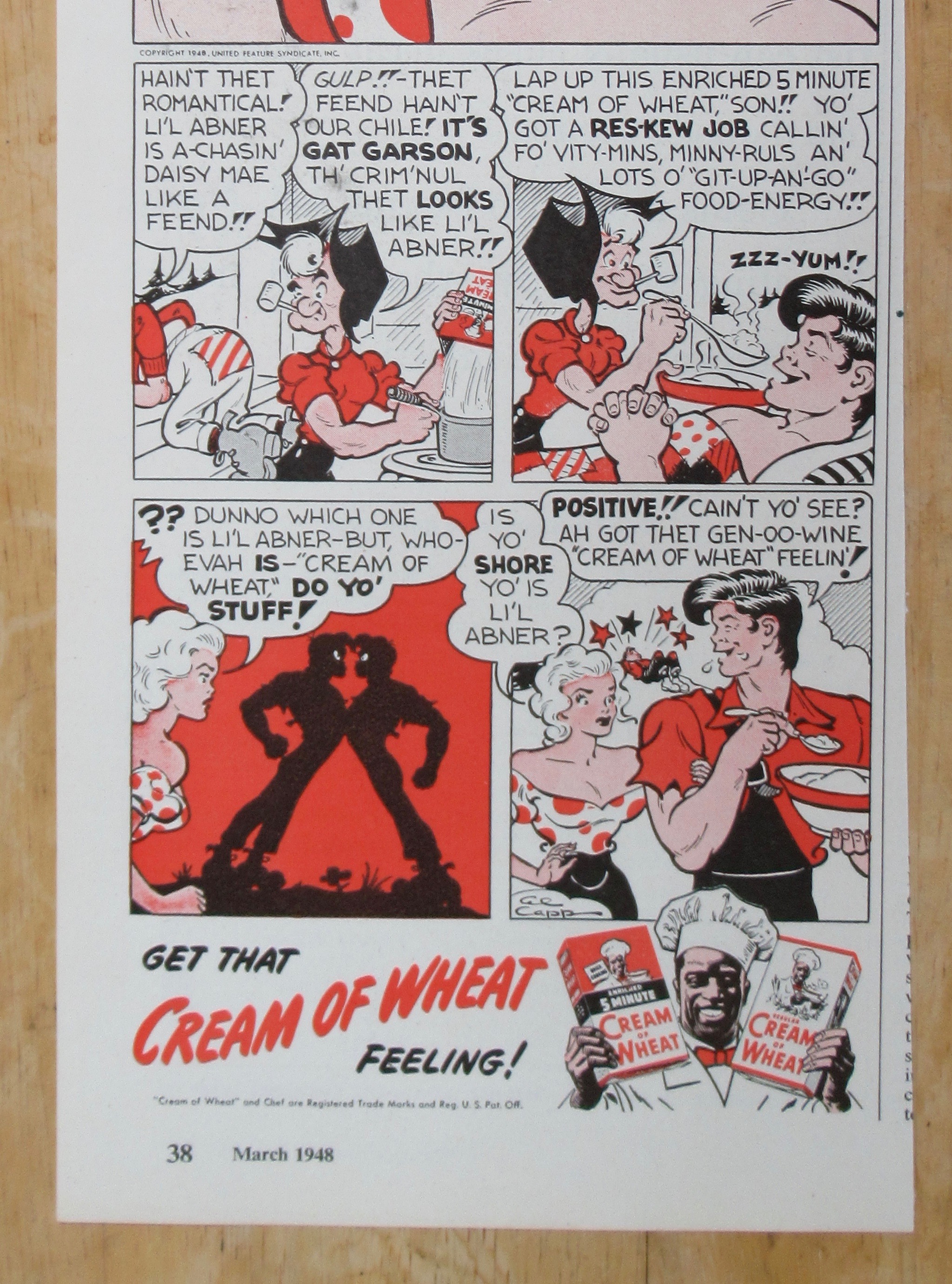 1948 Cream Of Wheat Cereal with Little Abner By Al Capp