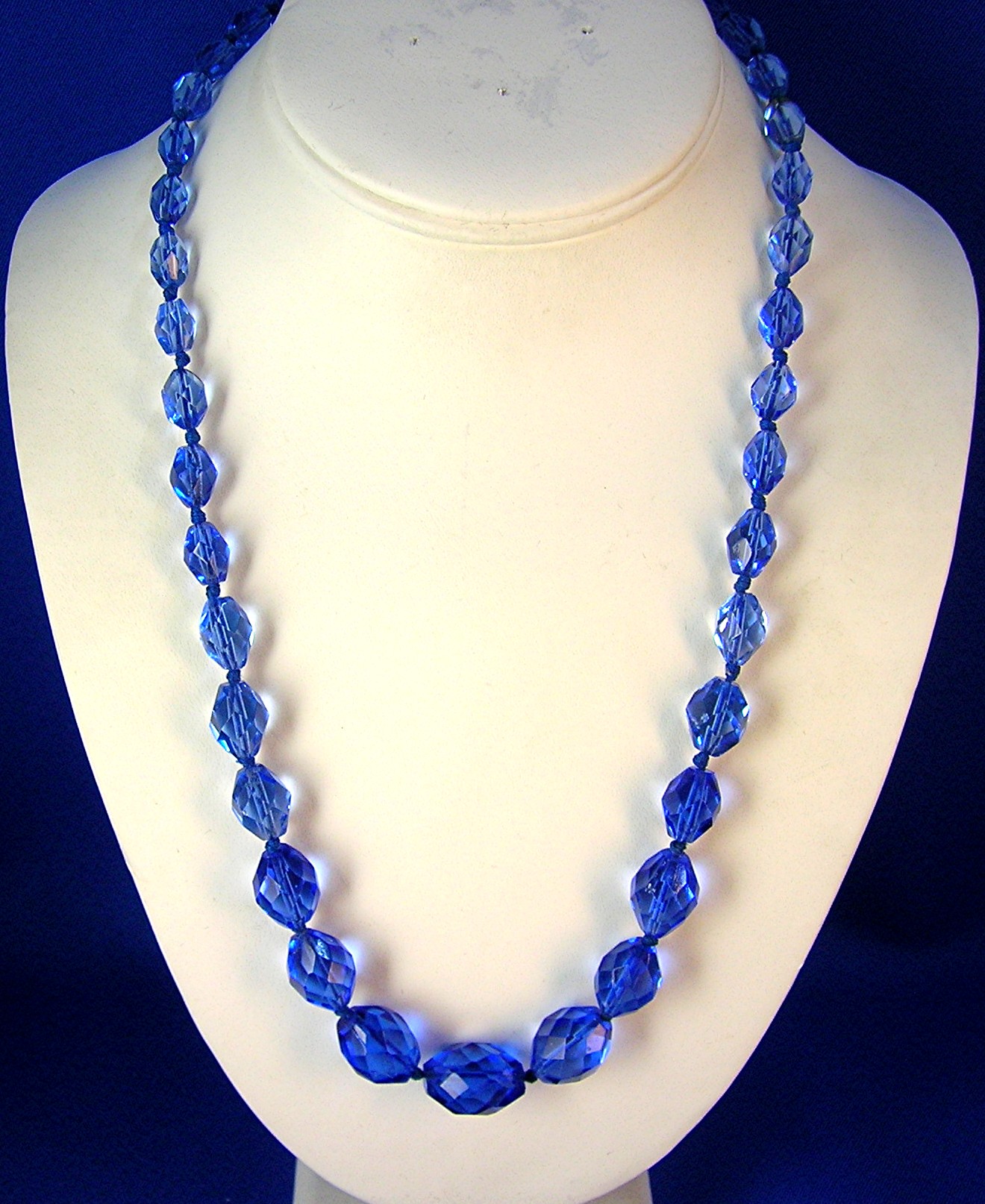 Sapphire Blue Glass Bead Necklace