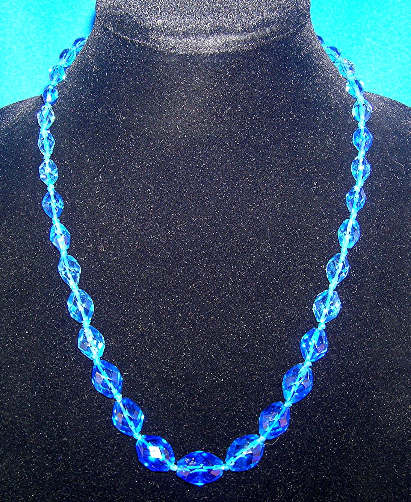 Sapphire Blue Glass Bead Necklace