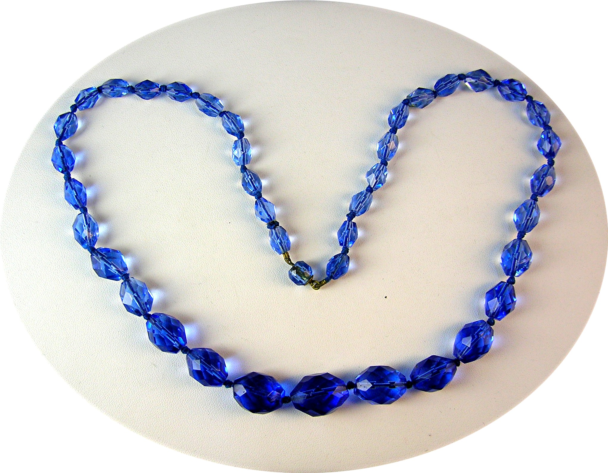 Sapphire Blue Glass Bead Necklace