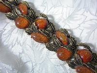 Bracelet Gold Fleck Lucite Goldtone Leaves