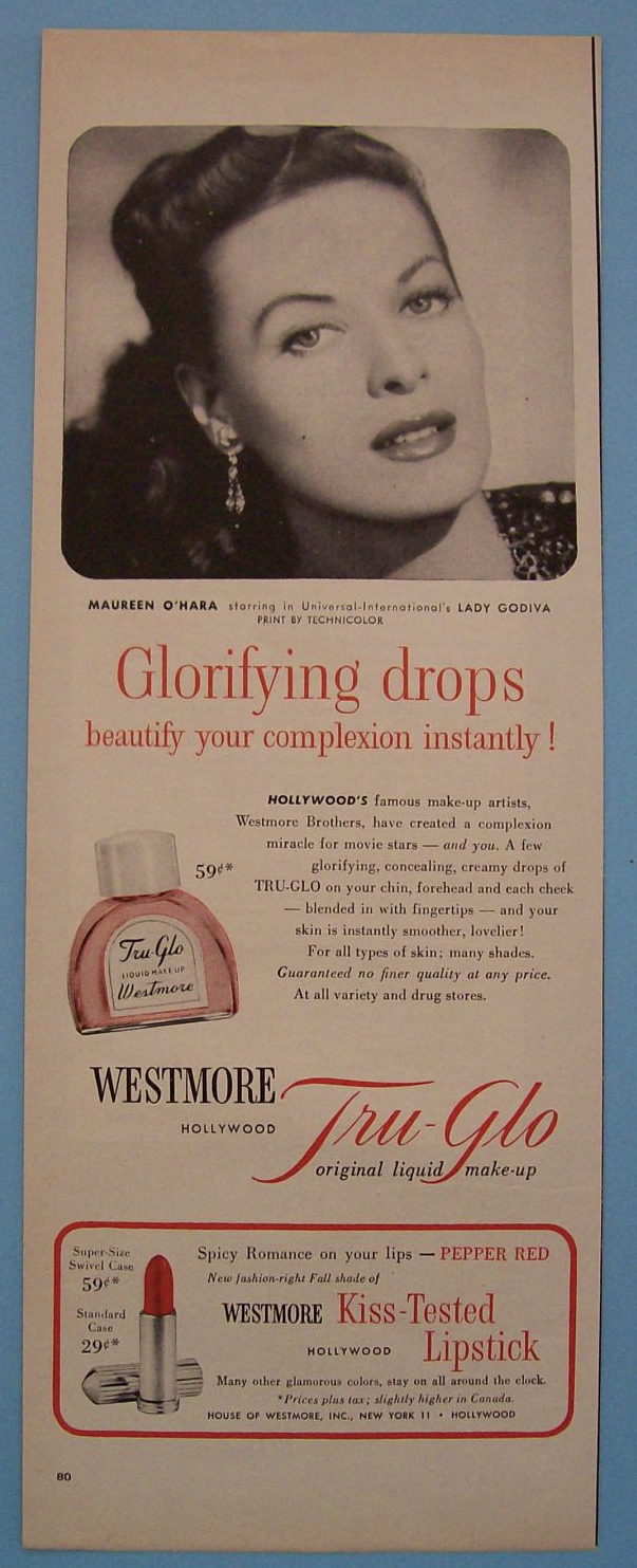 Vintage Ad: 1955 Westmore Tru-Glo Makeup w/M. O'Hara