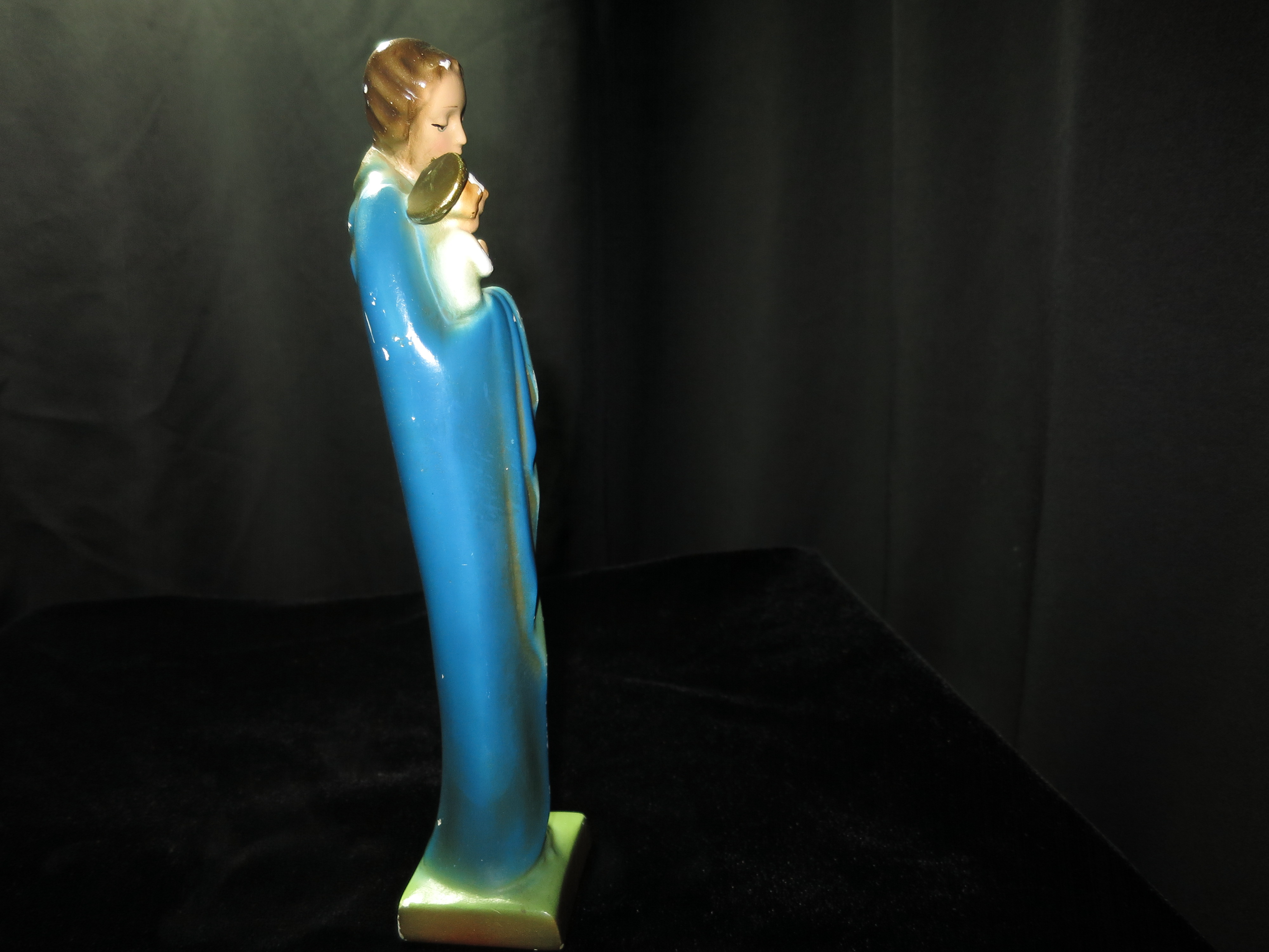 Blessed Virgin Mary Holding Jesus Chalkware Figurine