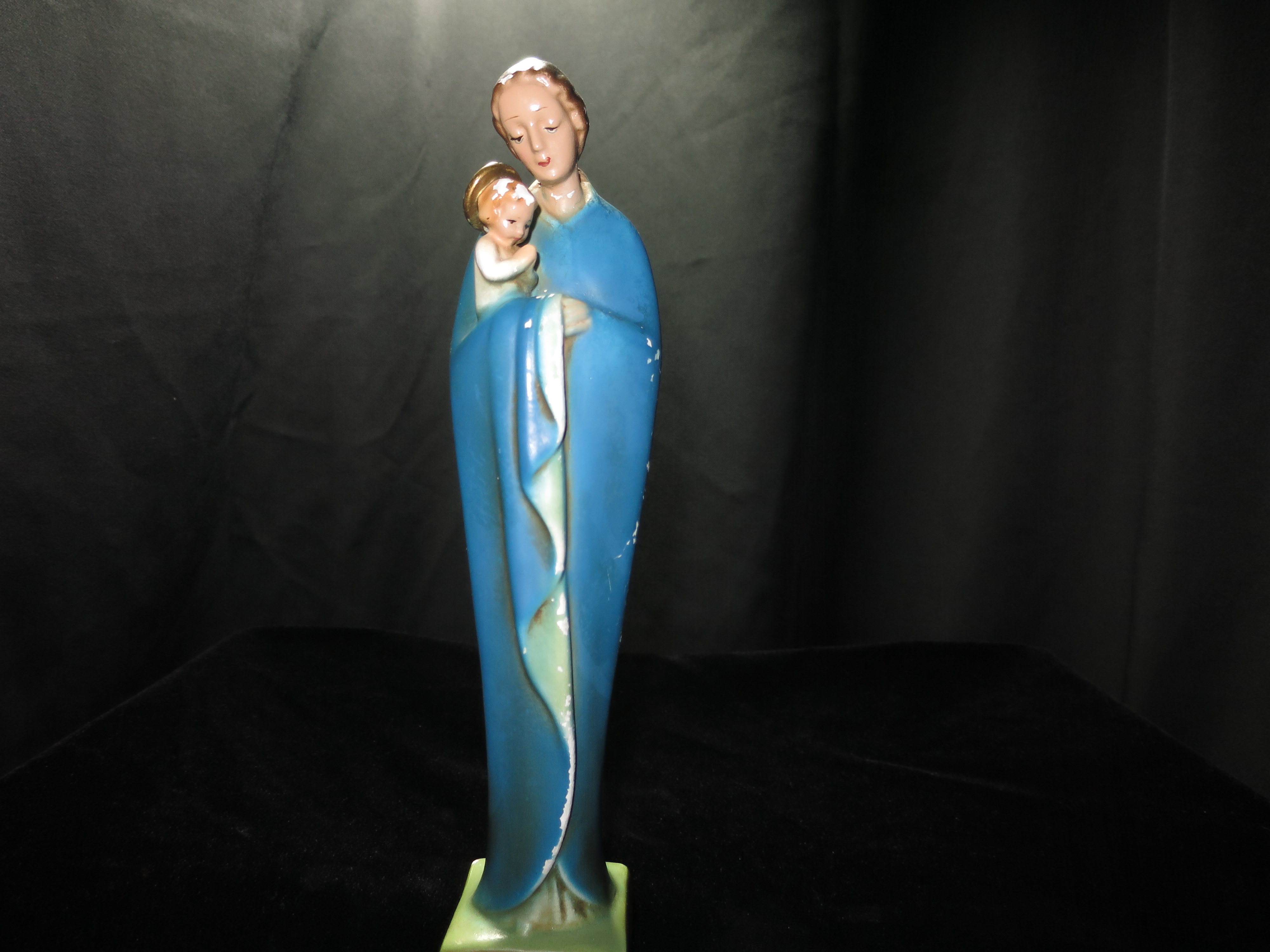 Blessed Virgin Mary Holding Jesus Chalkware Figurine