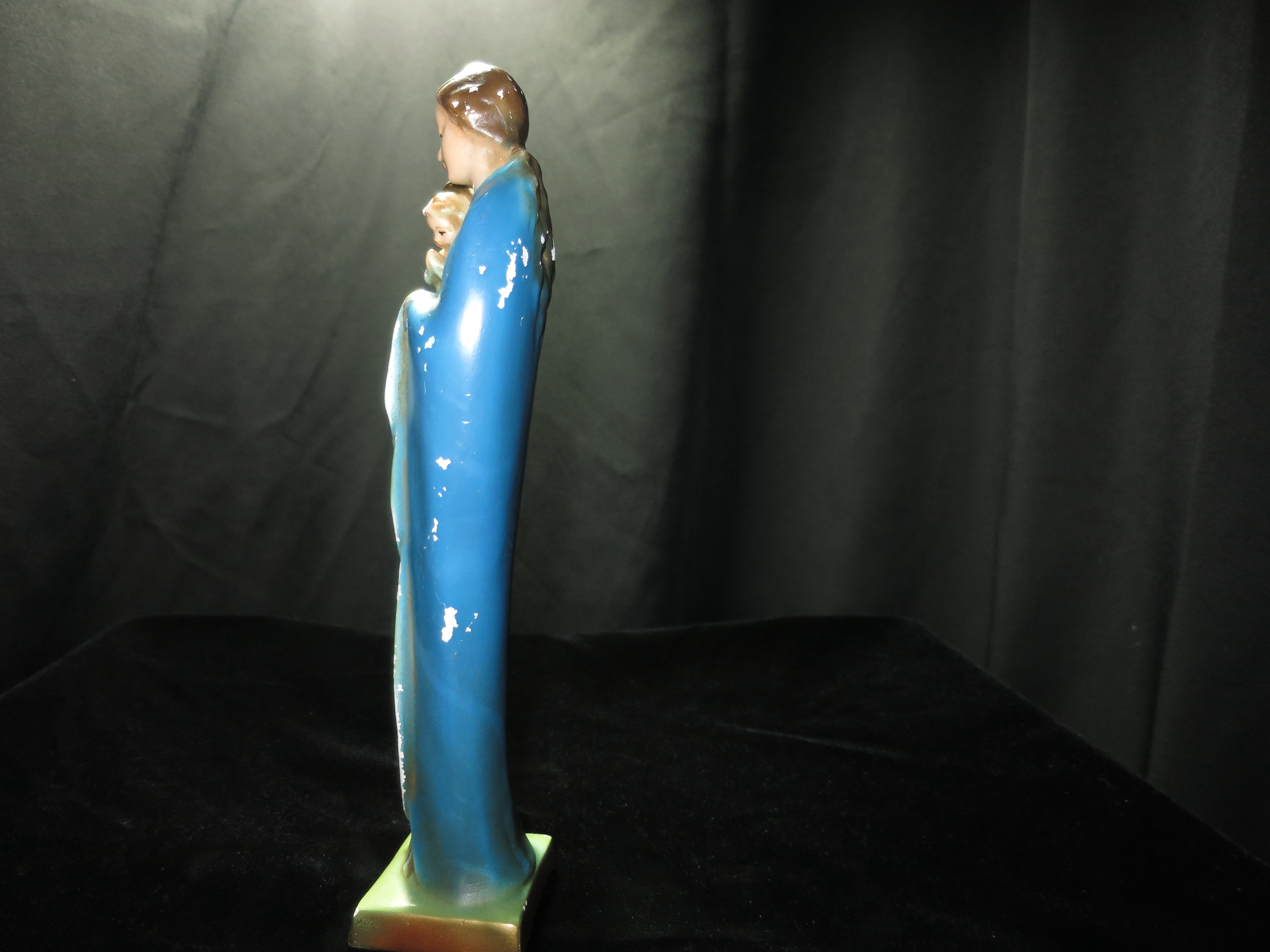 Blessed Virgin Mary Holding Jesus Chalkware Figurine