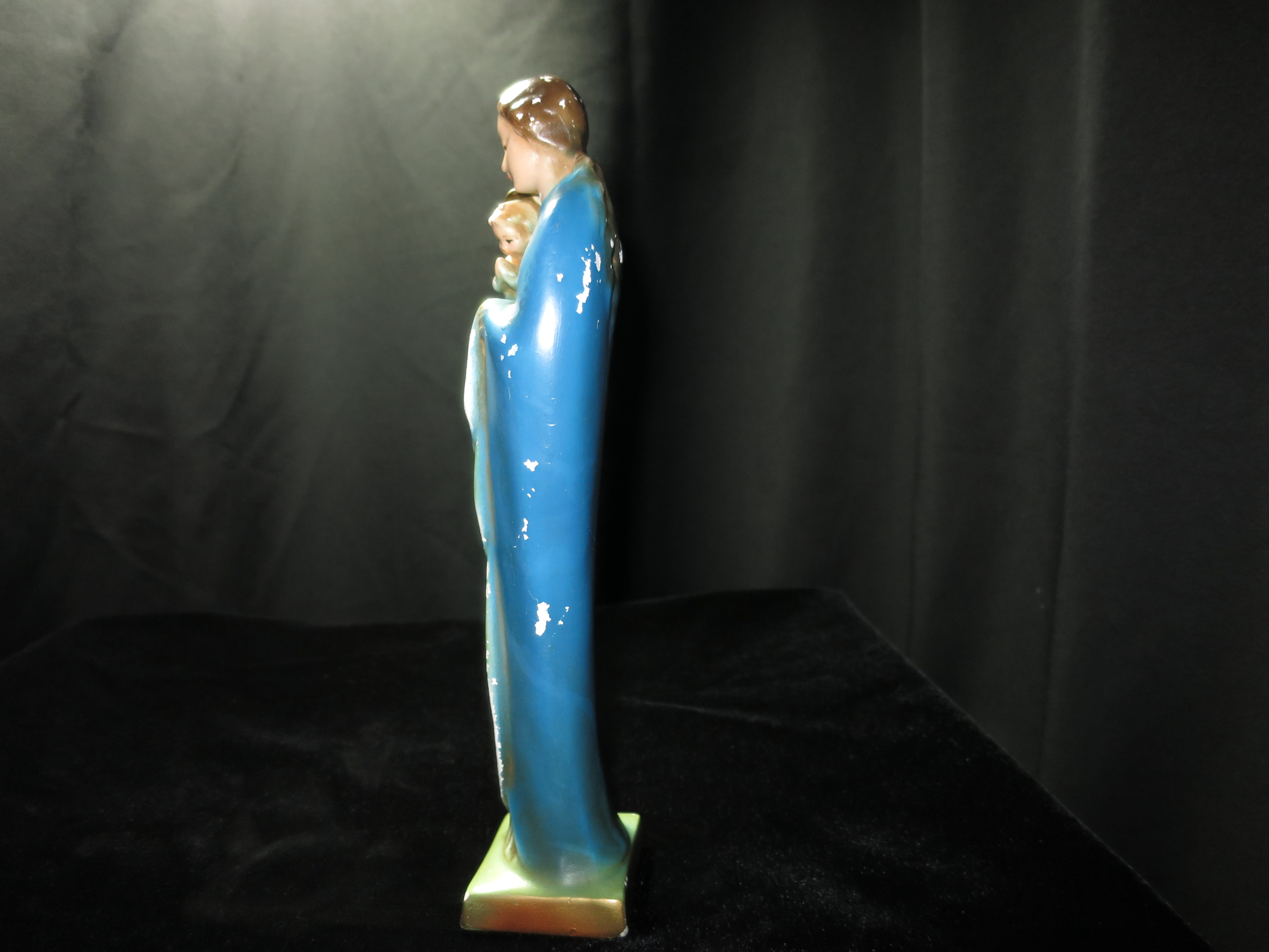 Blessed Virgin Mary Holding Jesus Chalkware Figurine