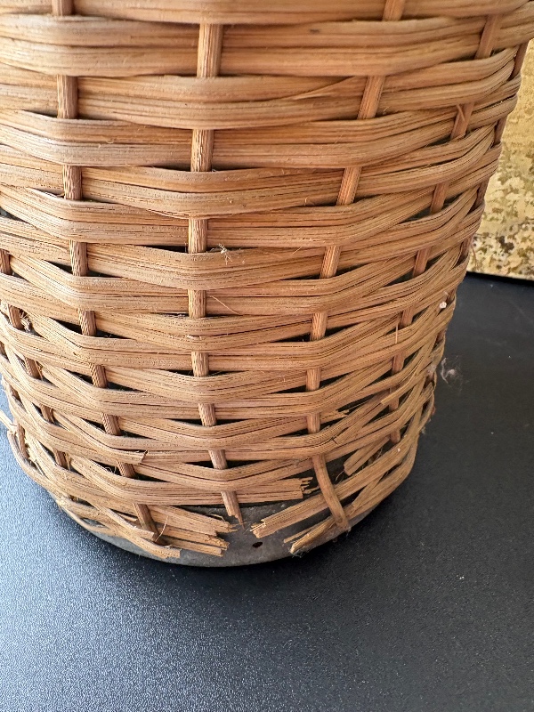 Antique Wicker Wrapped Bottle 15.5”