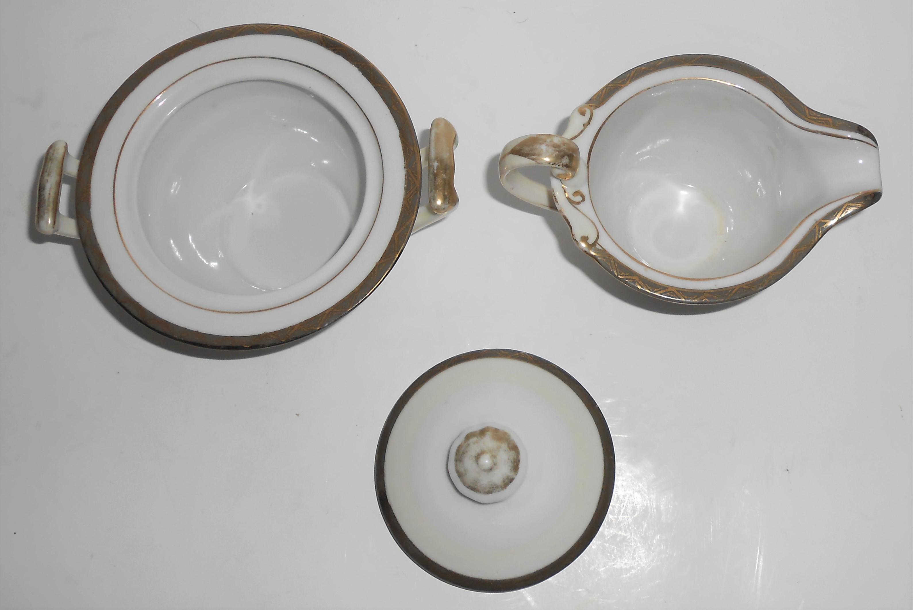 Kutani China Porcelain Gold Floral W/Bird Creamer & Sug
