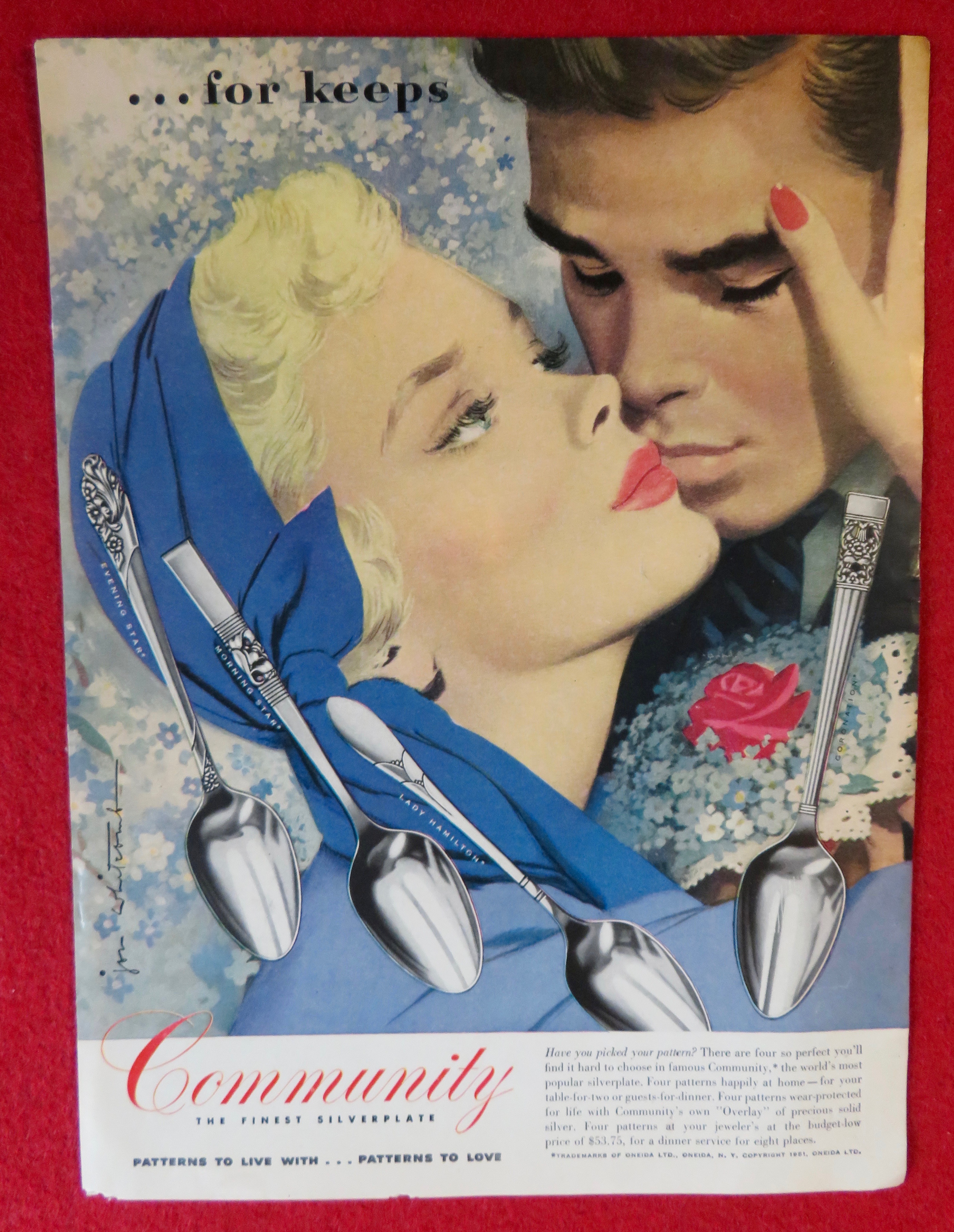 1951 Community Silverplate with Woman & Man Kissing