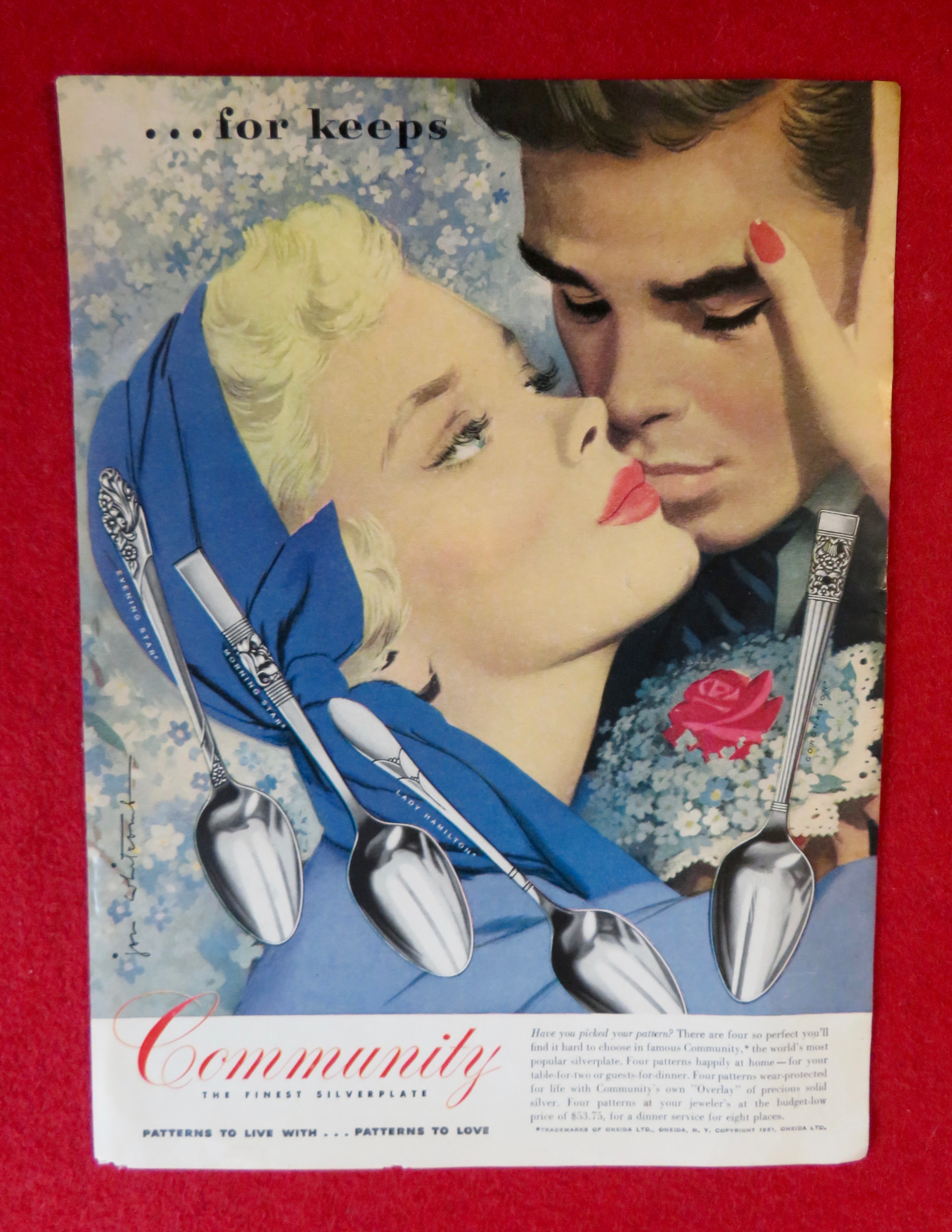 1951 Community Silverplate with Woman & Man Kissing