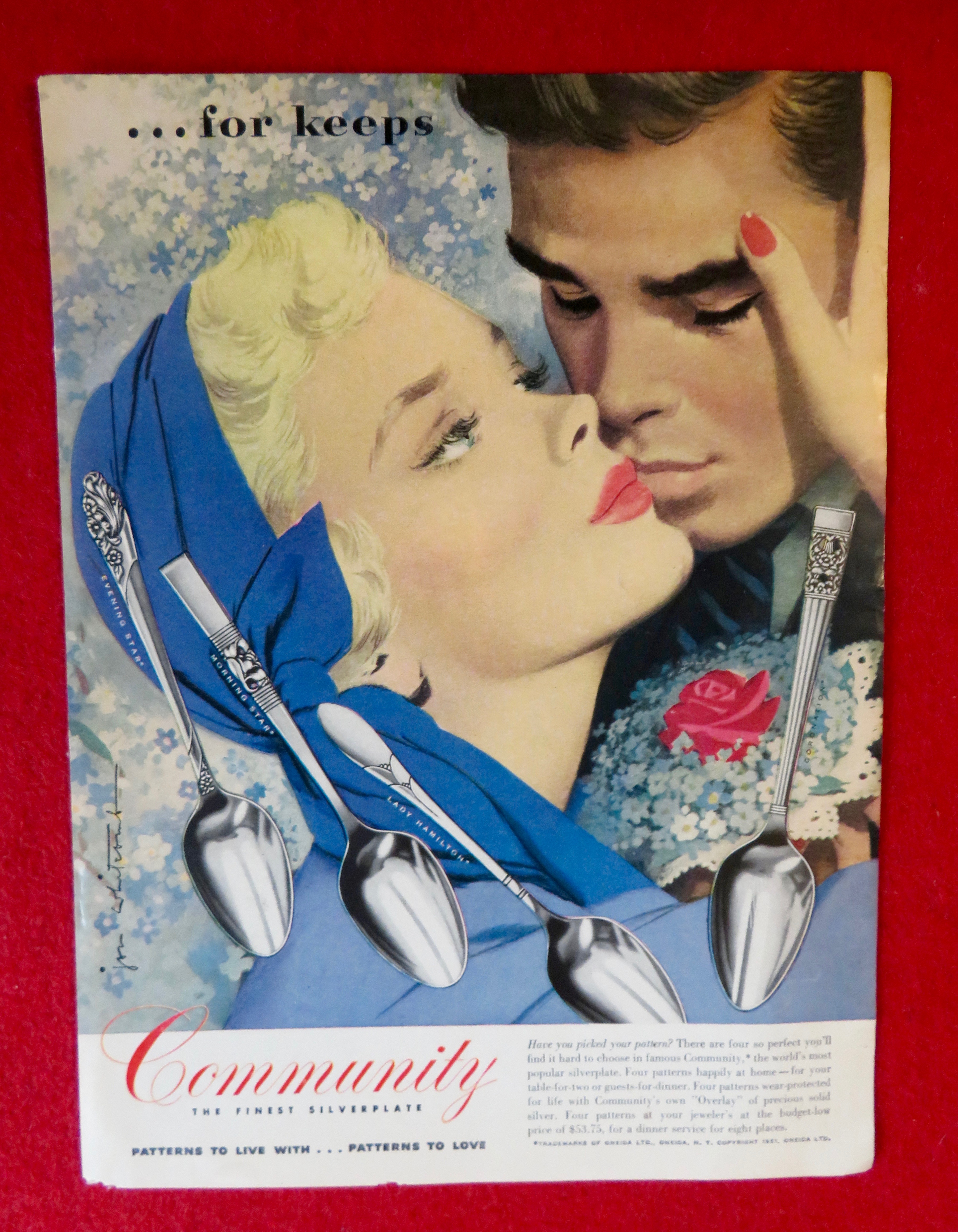 1951 Community Silverplate with Woman & Man Kissing