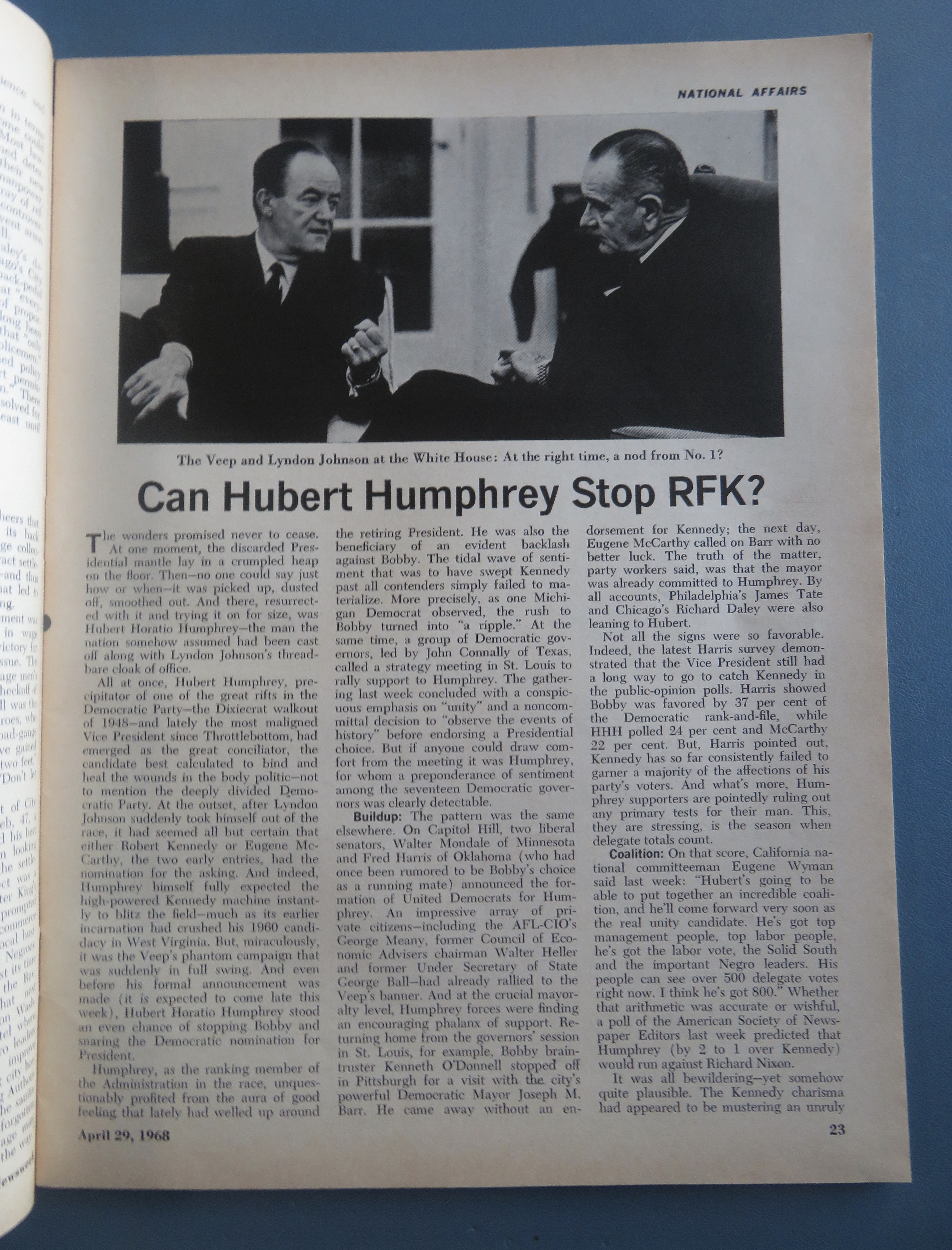Newsweek Magazine April 29, 1968 V. P. Humphrey