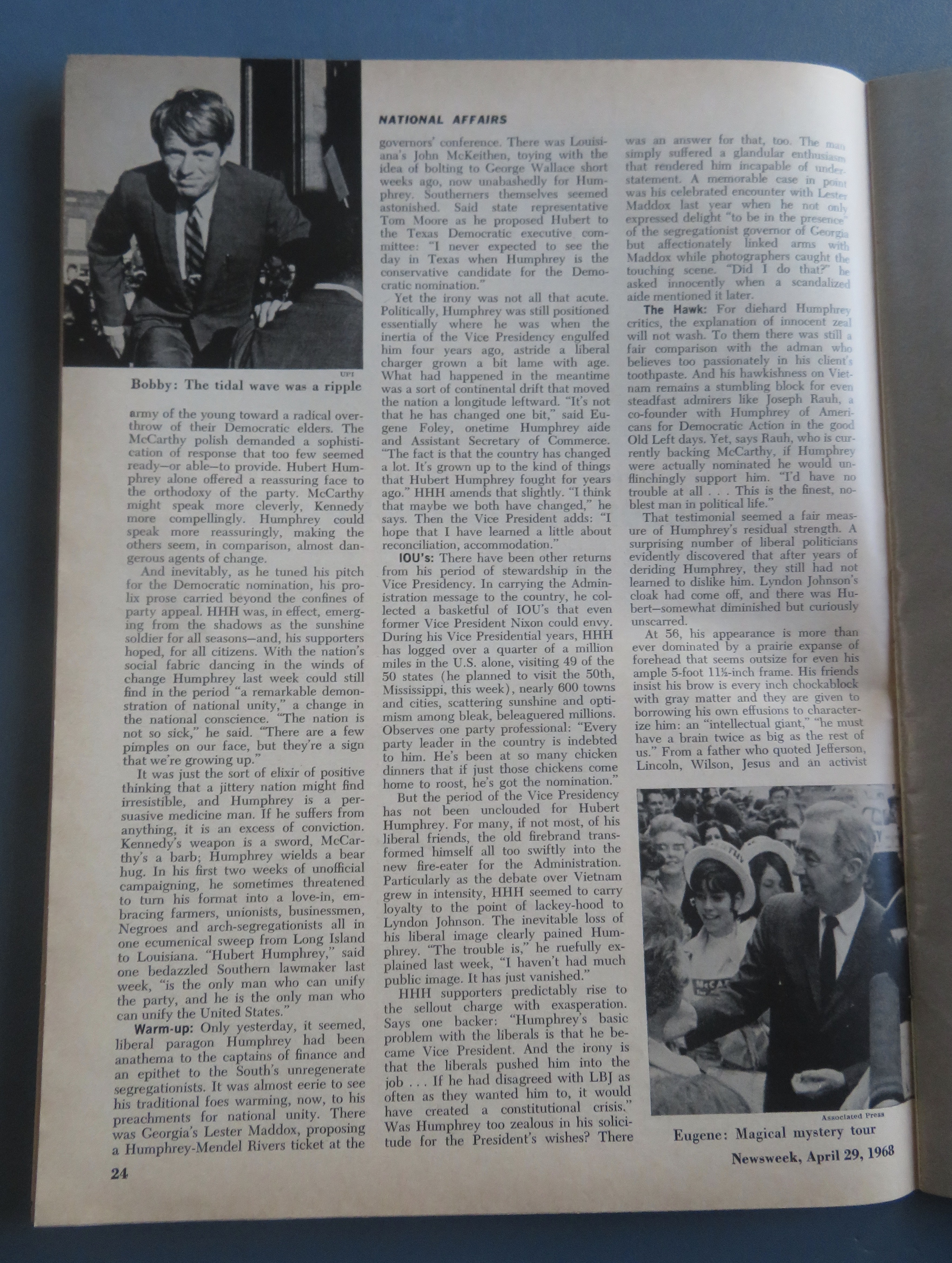 Newsweek Magazine April 29, 1968 V. P. Humphrey