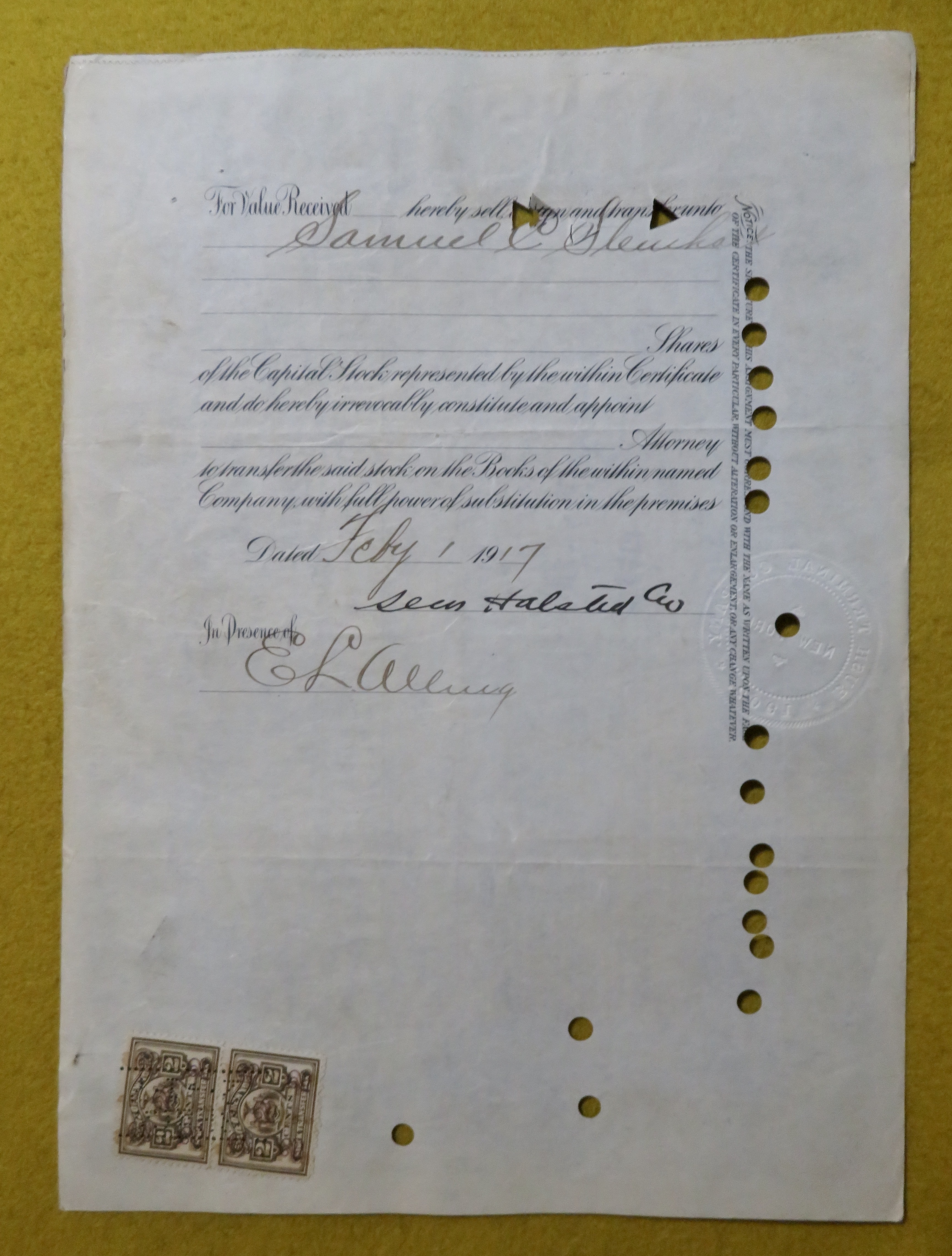 Bush Terminal Company Stock Certificate July 15, 1916