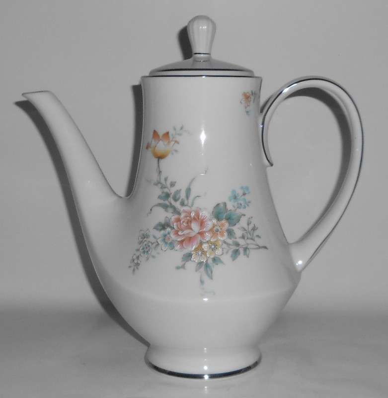 Noritake Porcelain China 2981 Coquet w/Platinum Coffee Pot w/Lid