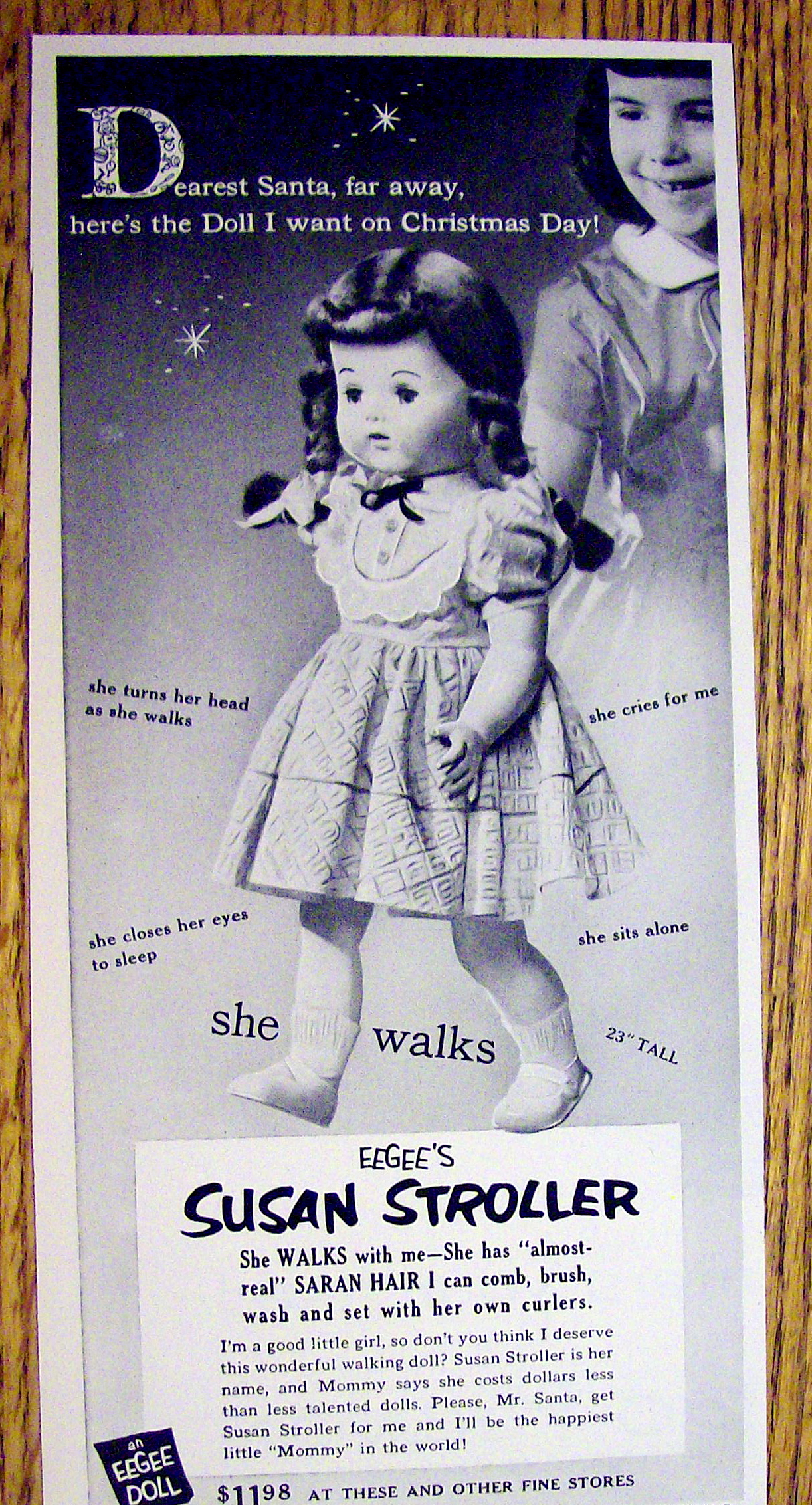 1953 Eegee's Susan Stroller Doll with Doll & Little Gir