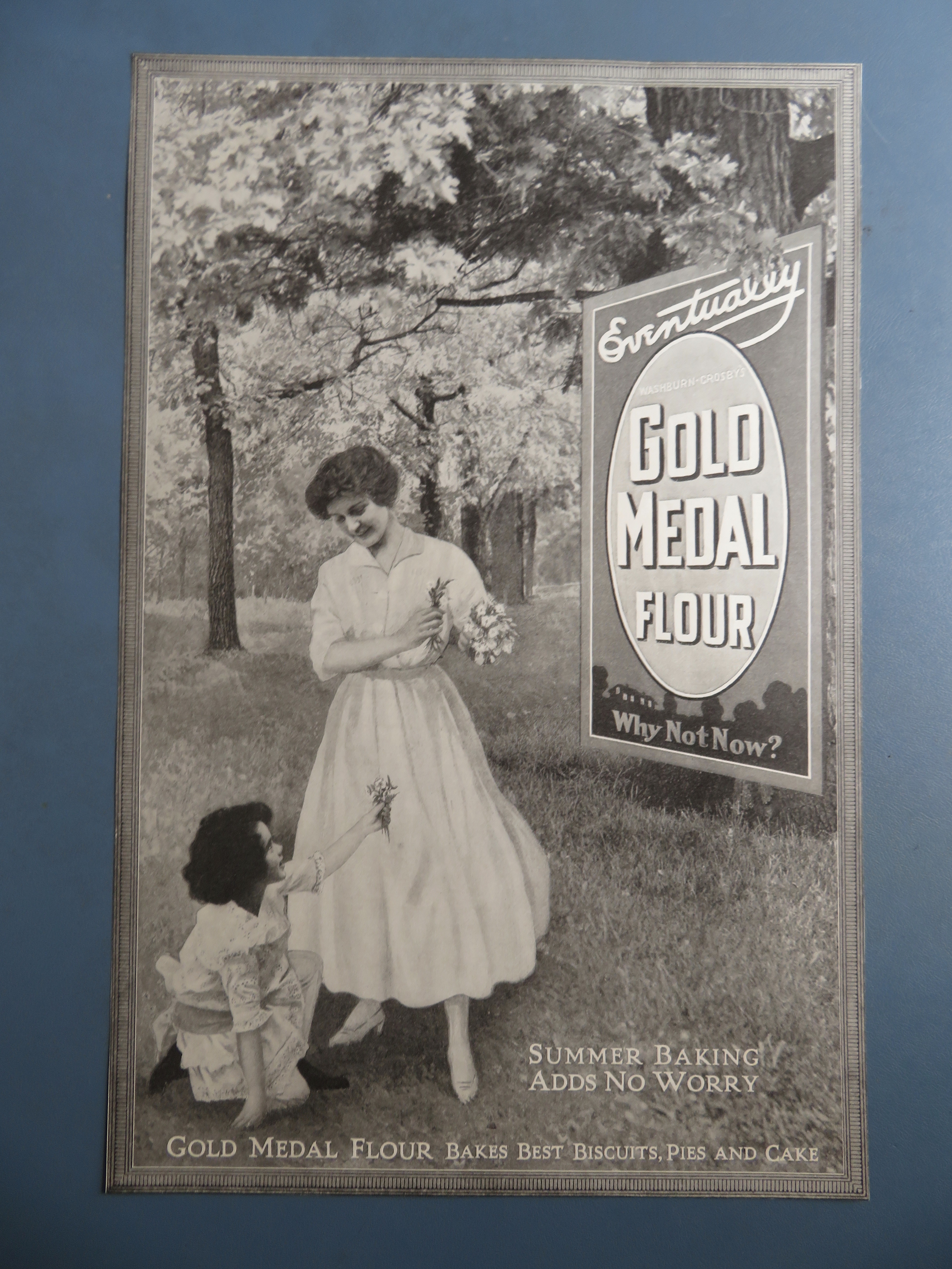 1916 Gold Medal Flour with Woman & Girl Picking Flowers