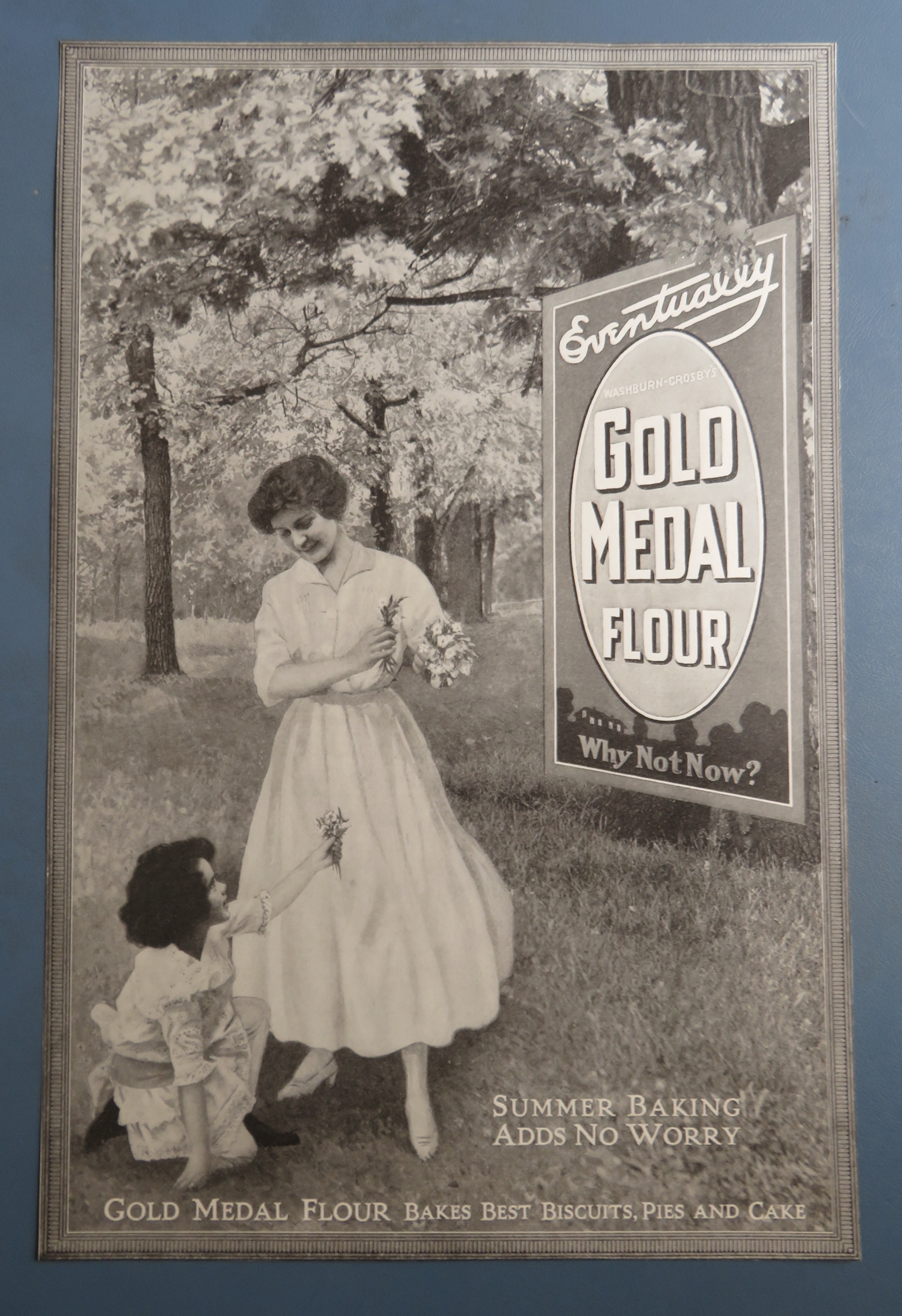 1916 Gold Medal Flour with Woman & Girl Picking Flowers