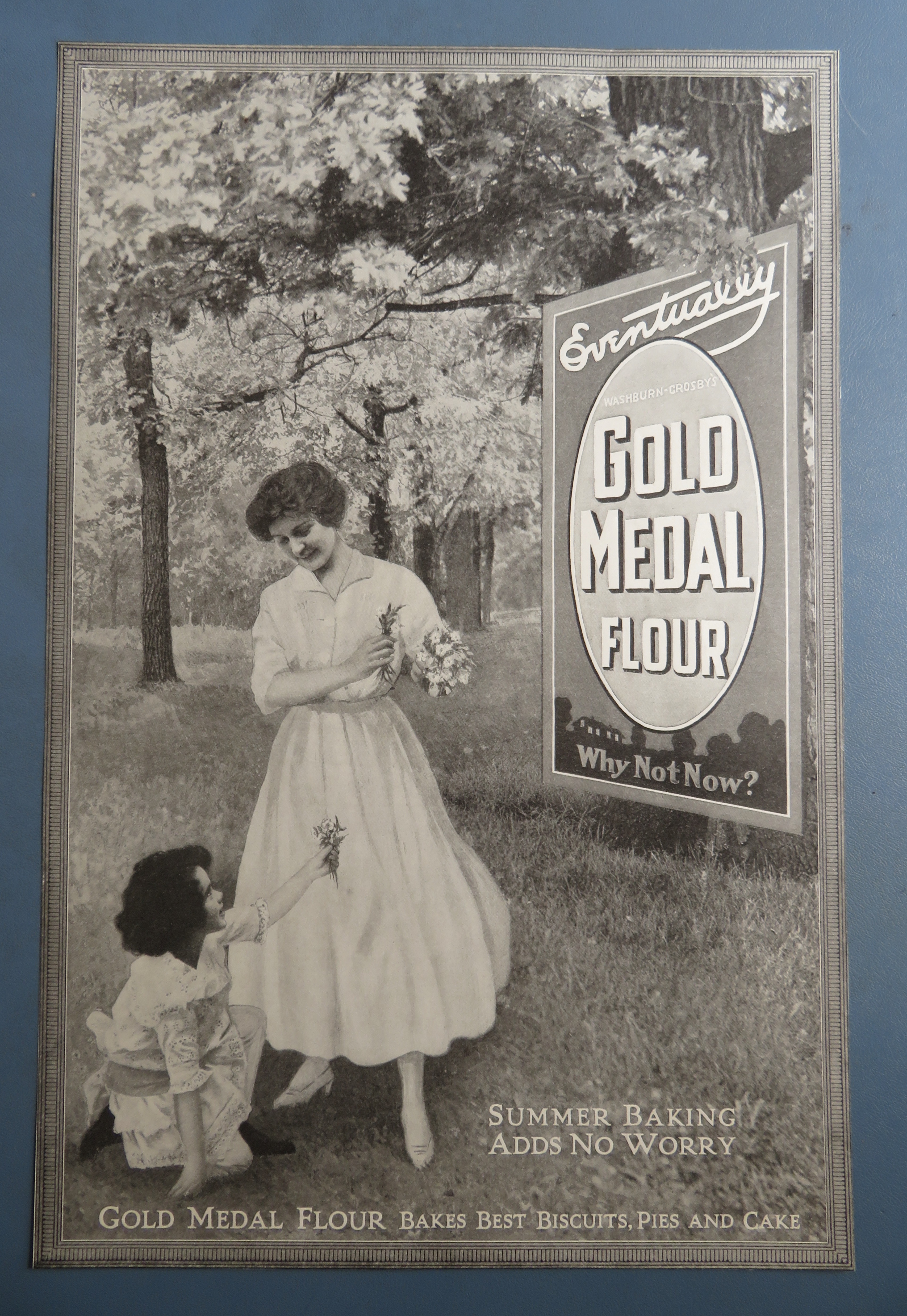 1916 Gold Medal Flour with Woman & Girl Picking Flowers
