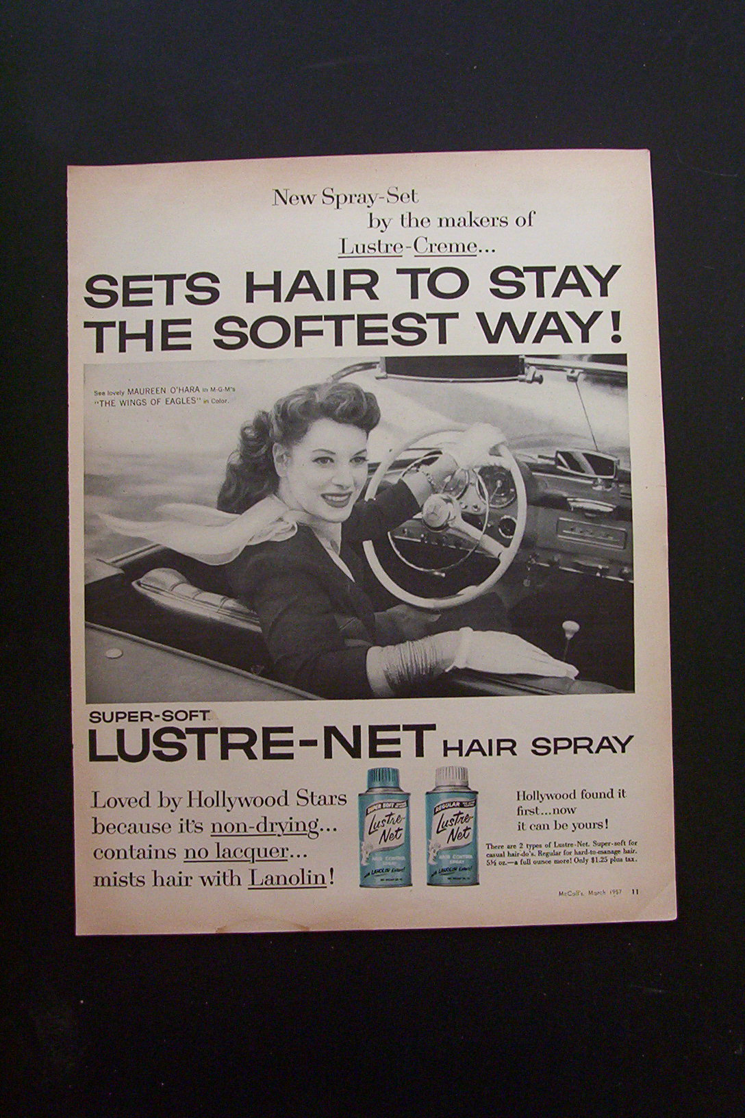 1957 Lustre-Net Hair Spray with Maureen O'Hara