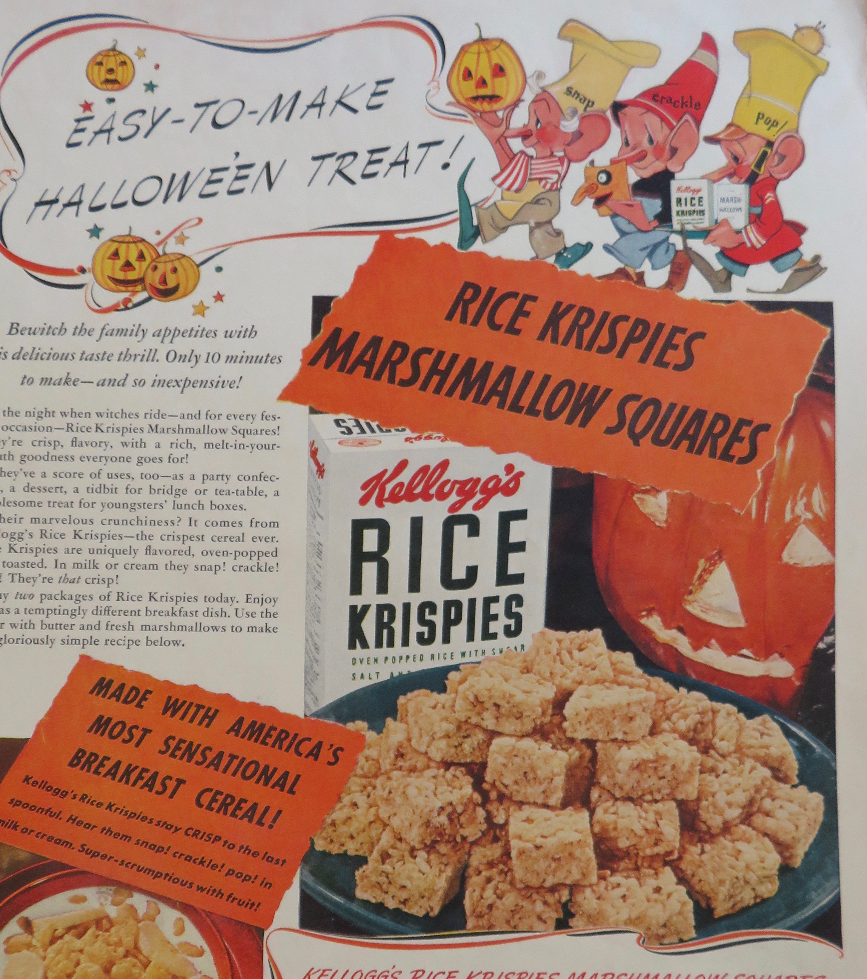 1941 Rice Krispies Cereal with Marshmallow Squares