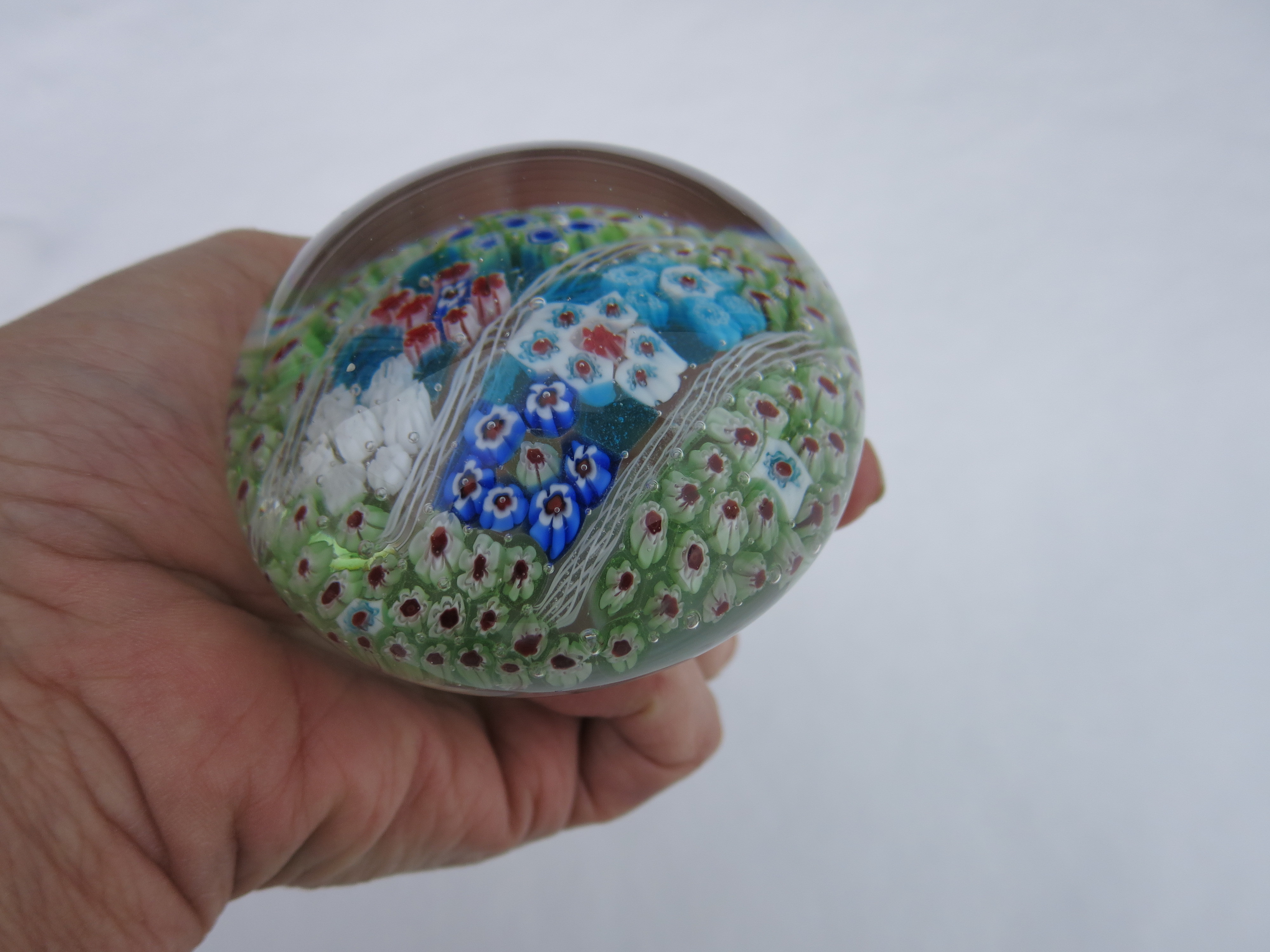 Vecchia Murano Italy Paperweight Flower Millefiori VR