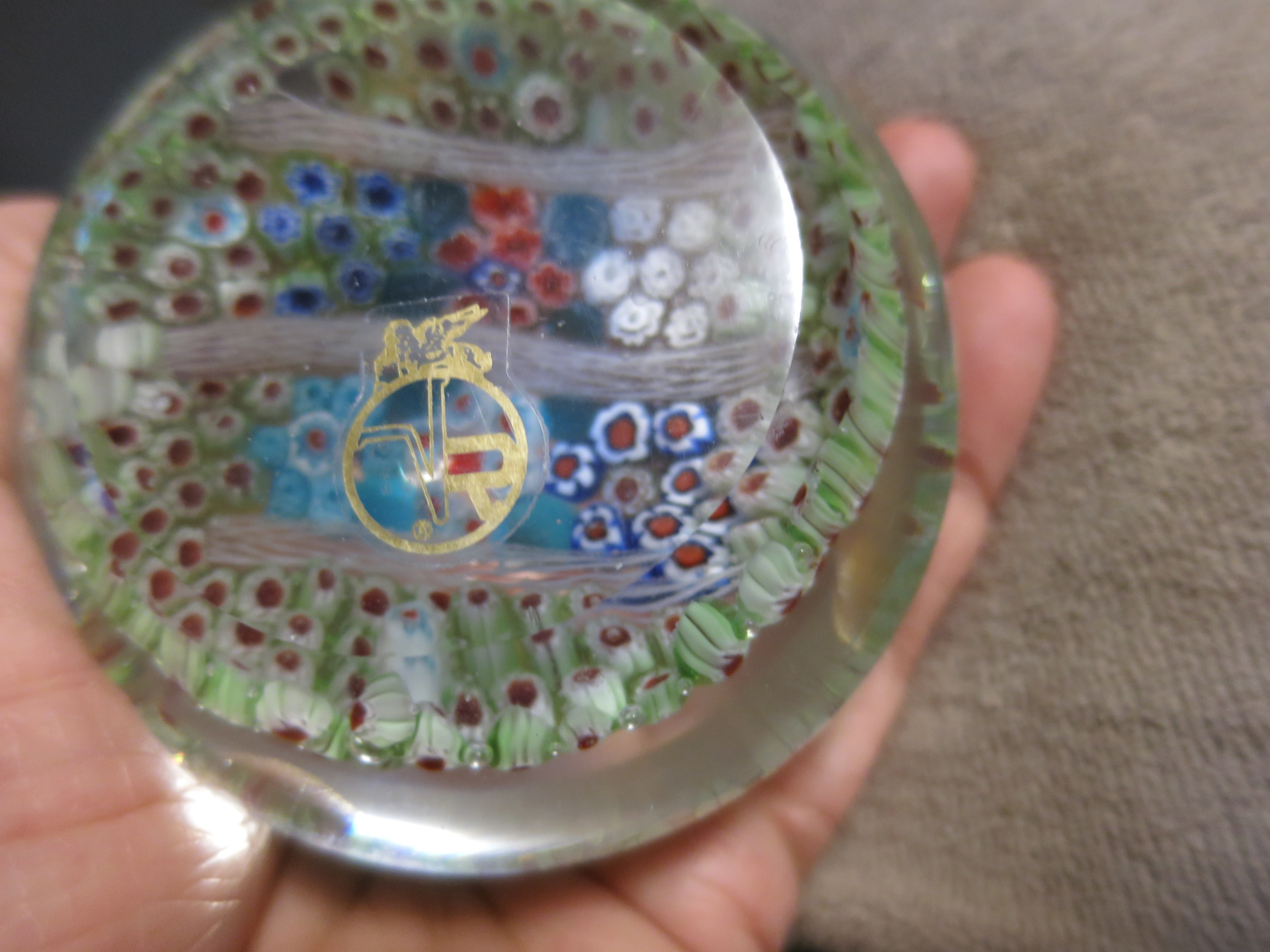 Vecchia Murano Italy Paperweight Flower Millefiori VR