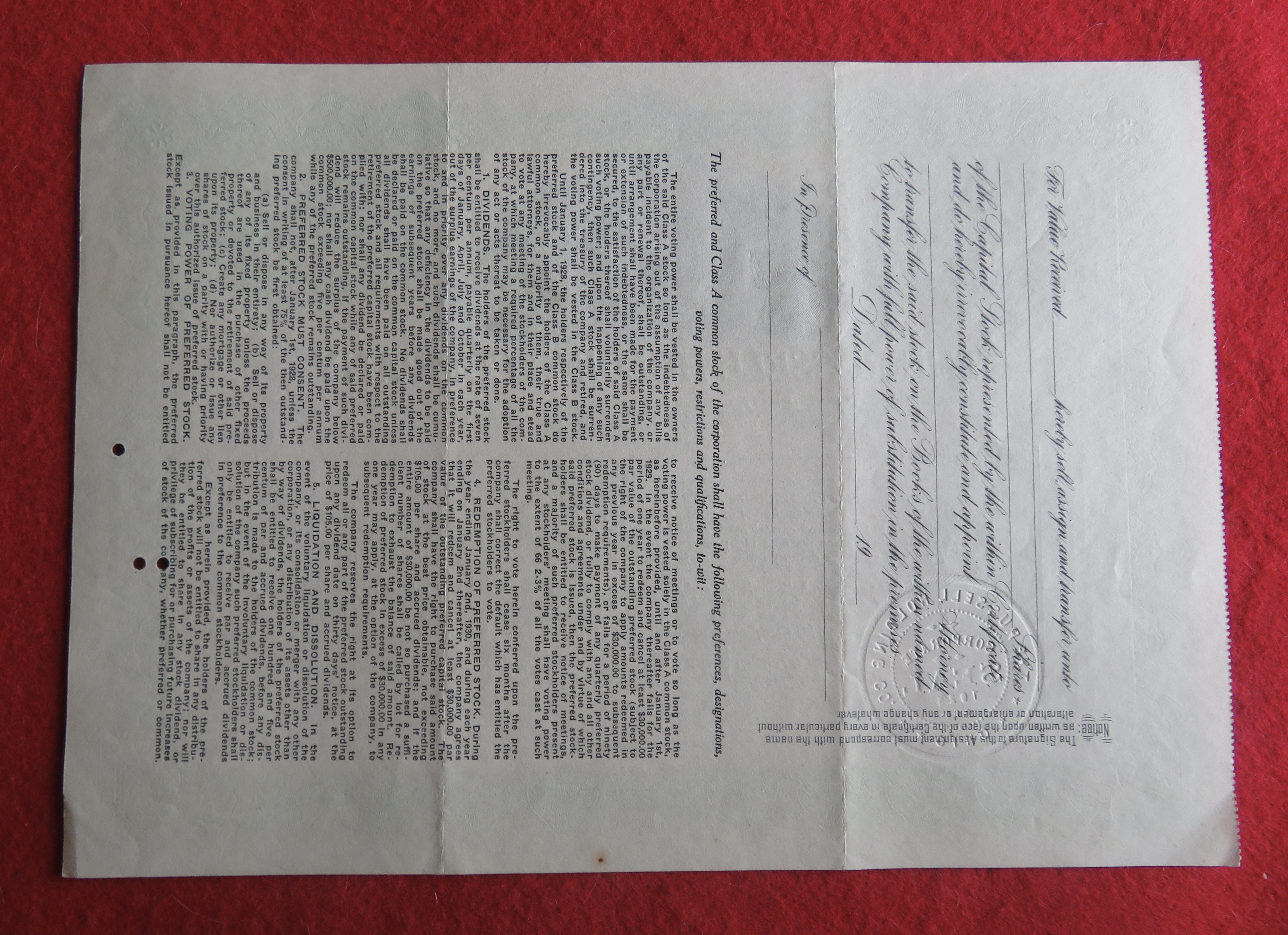 1923 The Russell Holding Company Stock Certificate
