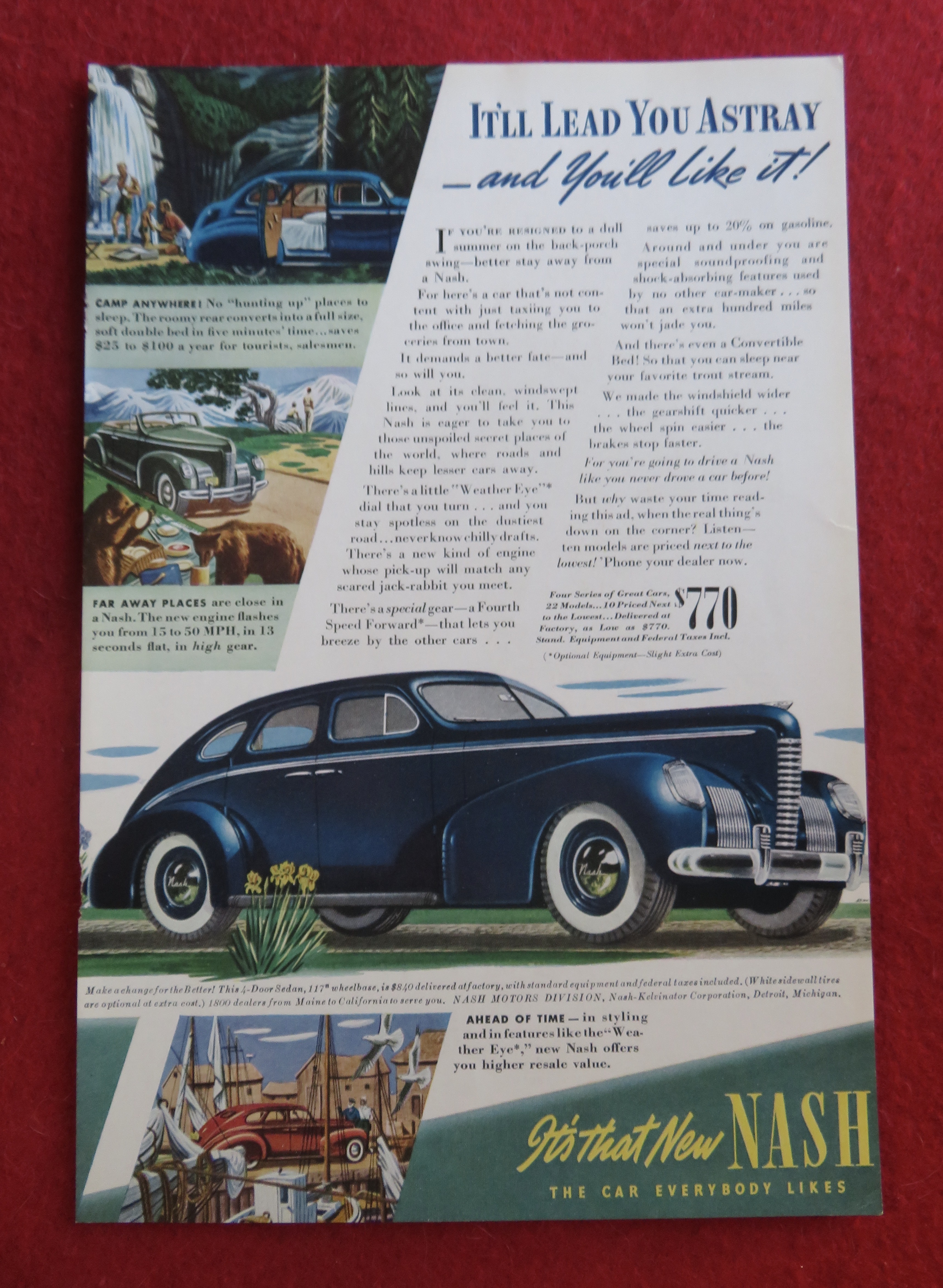1939 Nash Automobile with a Bold Blue Nash