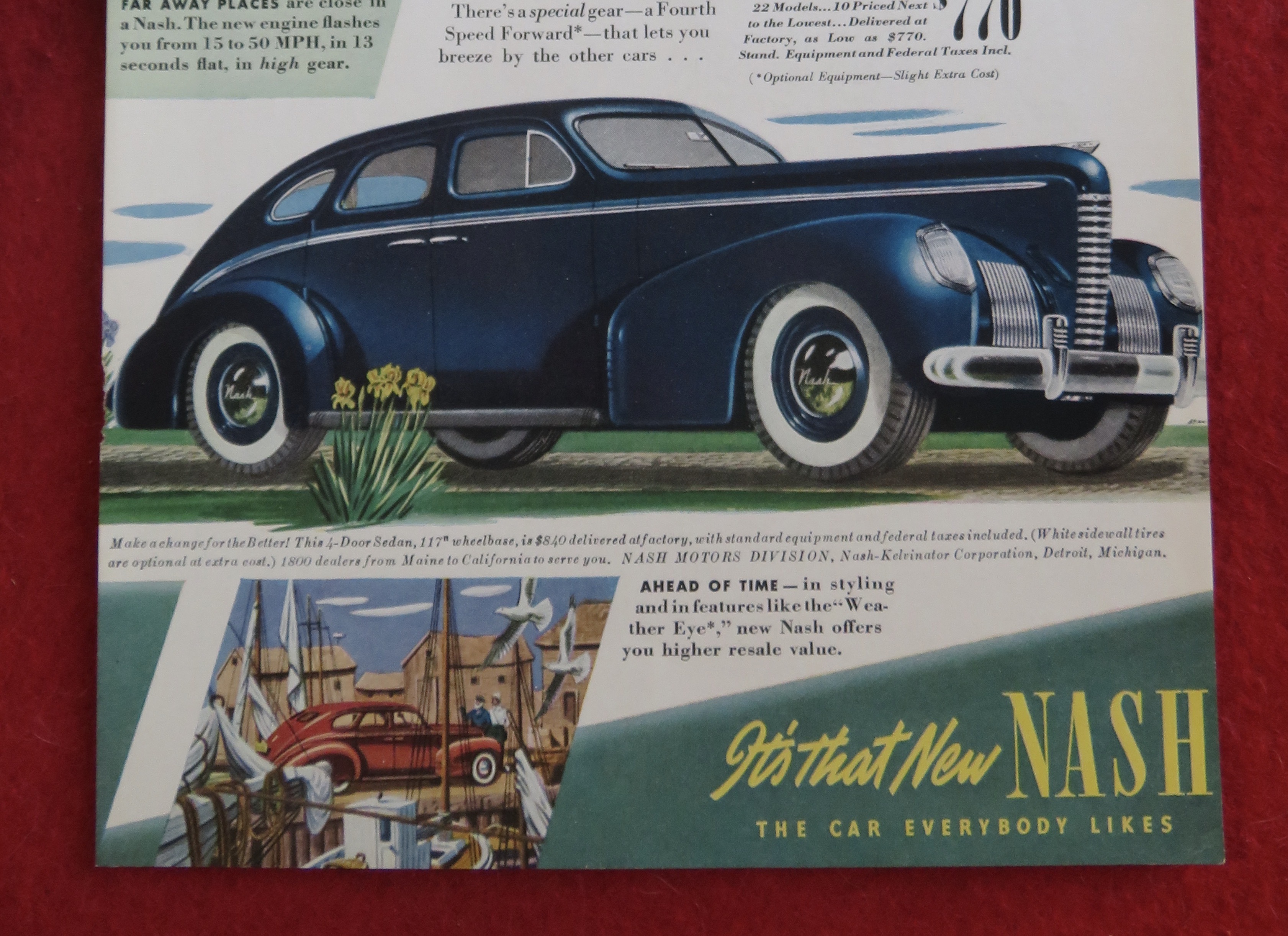 1939 Nash Automobile with a Bold Blue Nash
