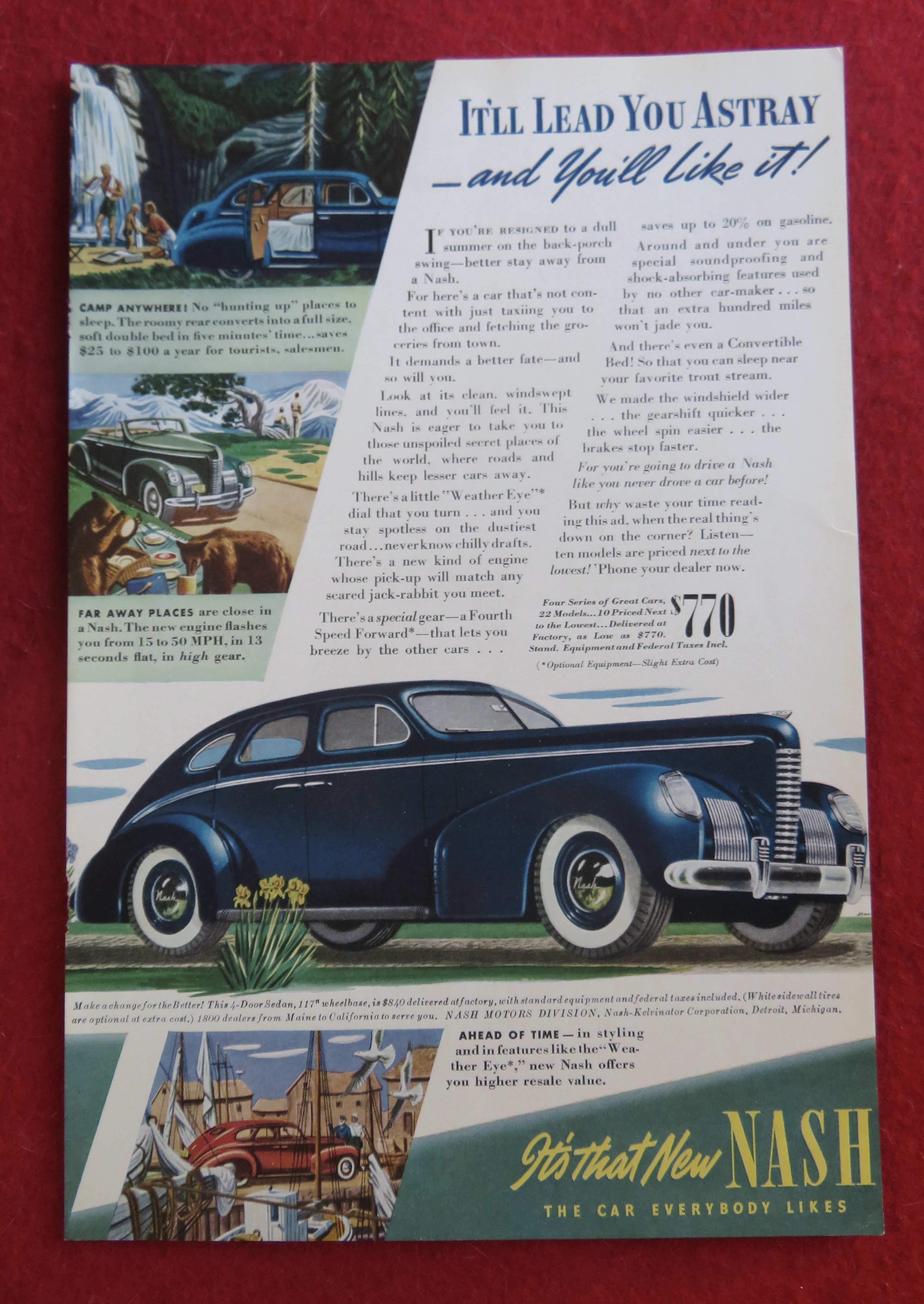 1939 Nash Automobile with a Bold Blue Nash