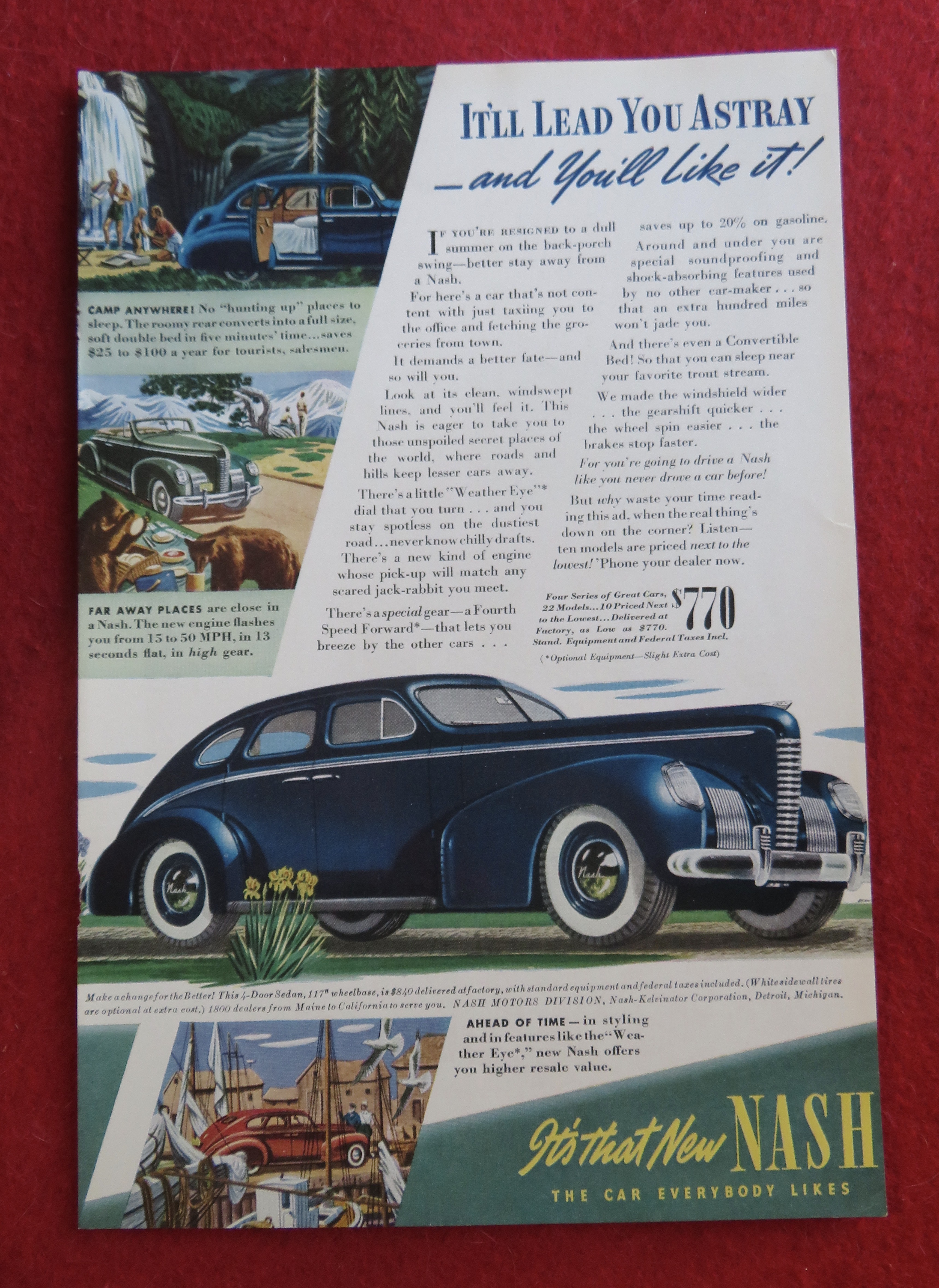 1939 Nash Automobile with a Bold Blue Nash