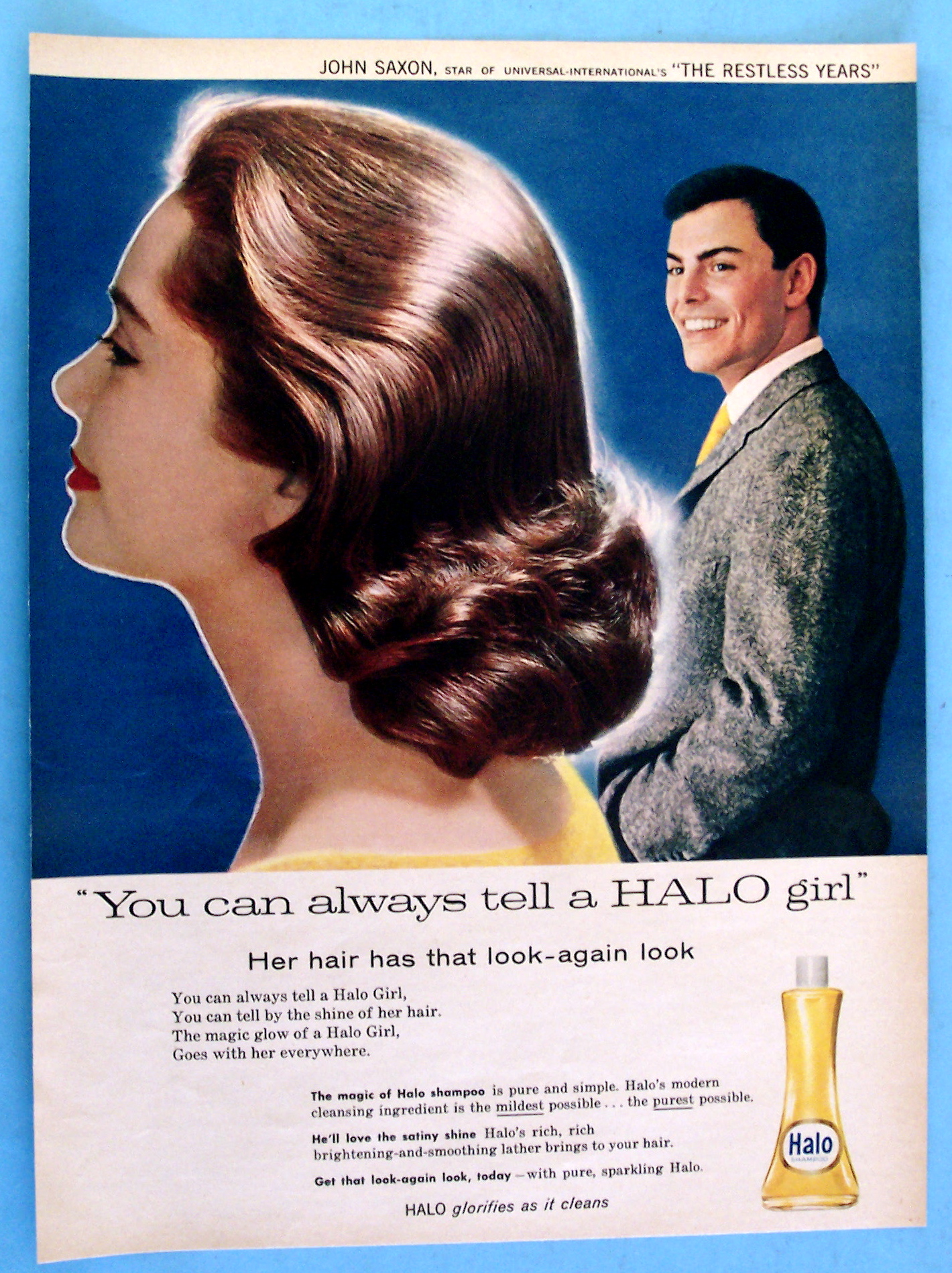 1958 Halo Shampoo with John Saxon (The Restless Years)