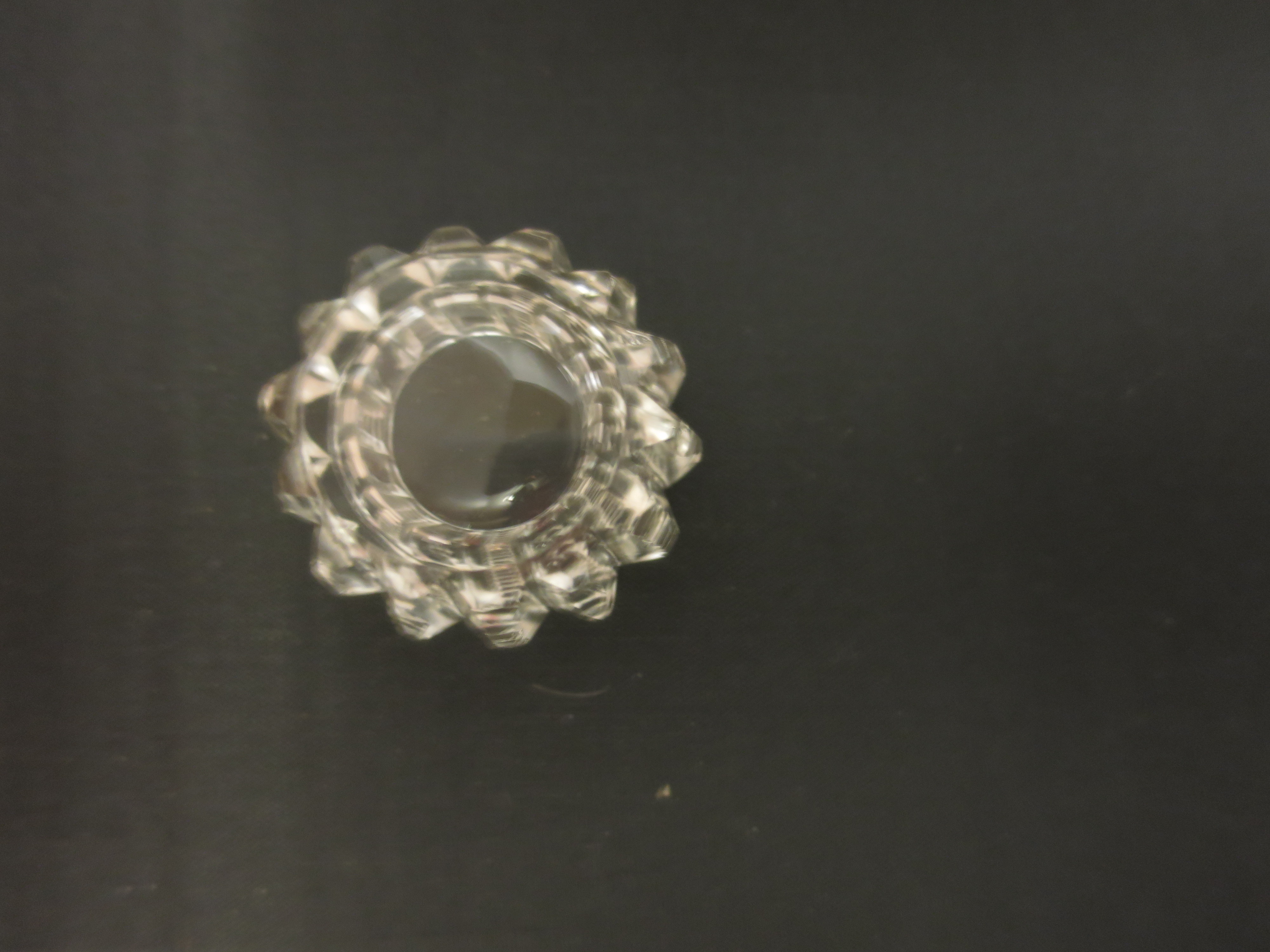 Victorian Cut Glass Open Salt Cellar Zipper Pattern