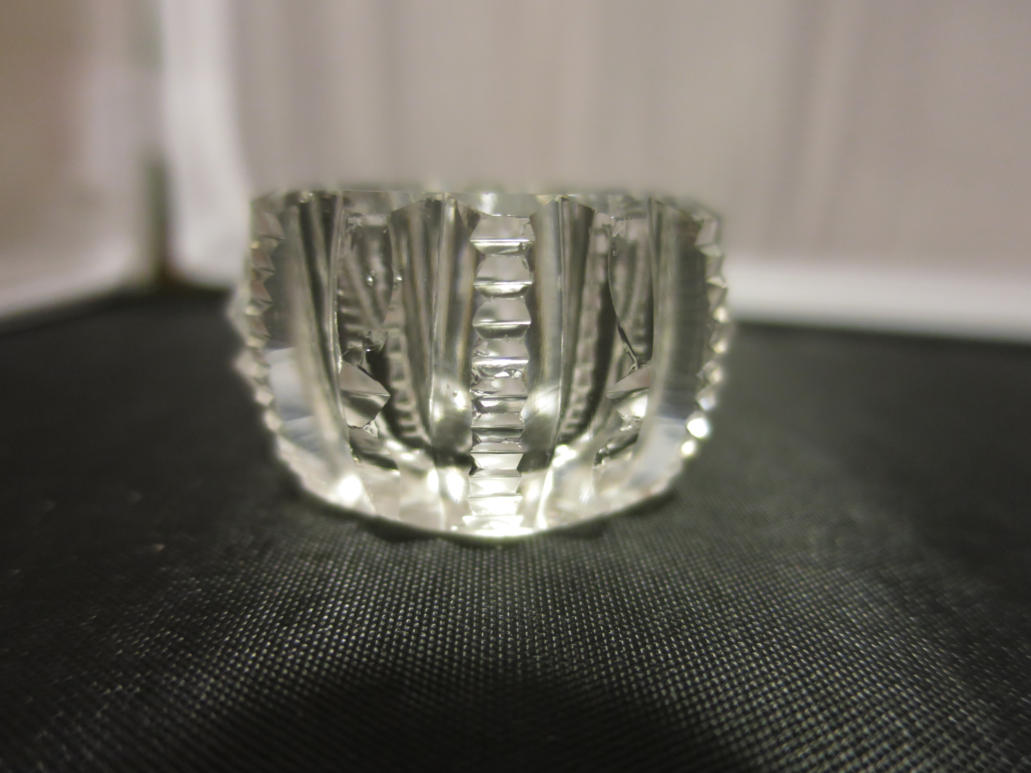 Victorian Cut Glass Open Salt Cellar Zipper Pattern