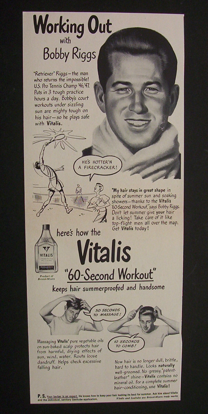 1948 Vitalis with Tennis Pro Bobby Riggs