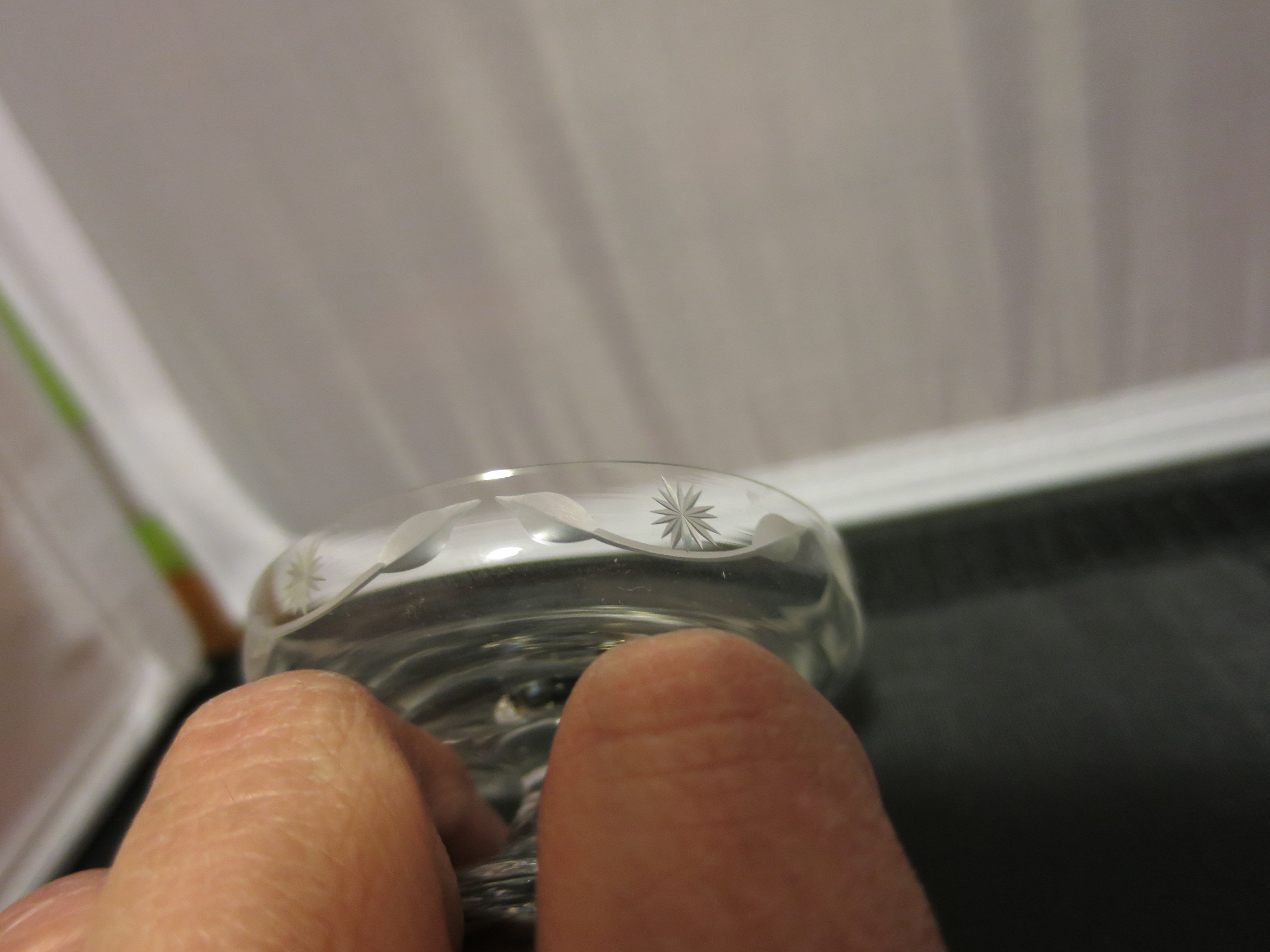 Etched Glass Footed Pedestal Salt Cellar