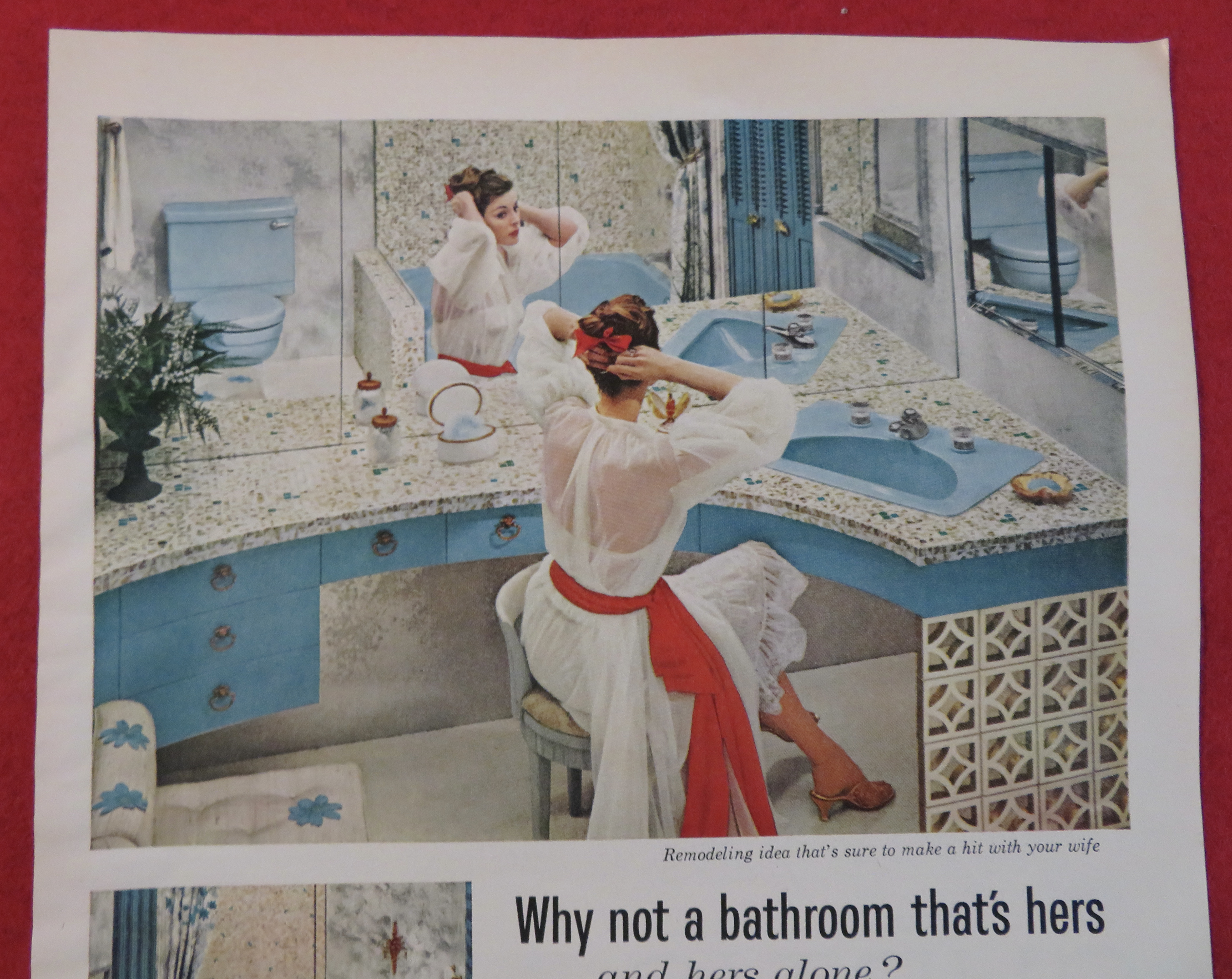 1958 Crane Plumbing with Woman Looking In The Mirror