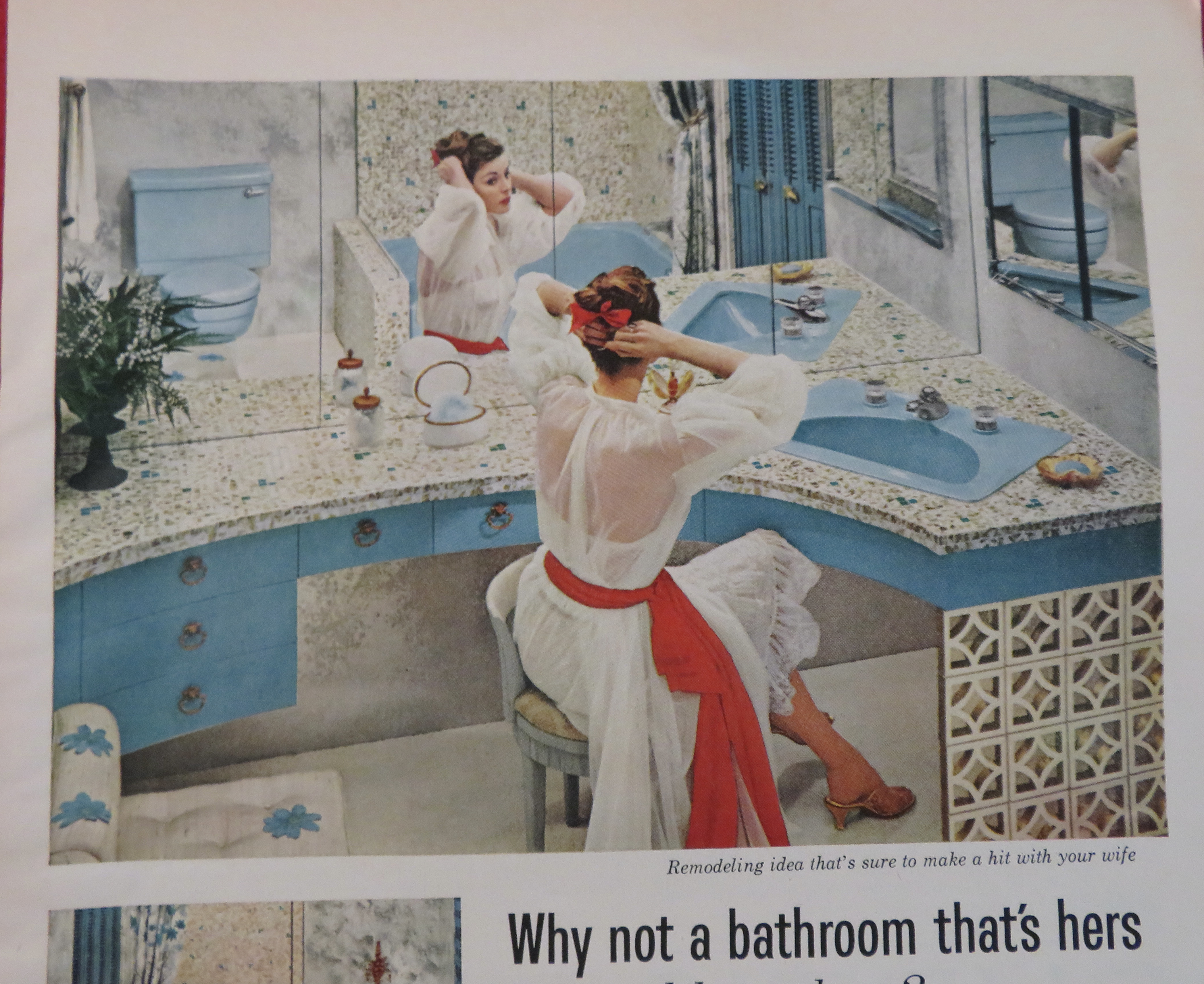 1958 Crane Plumbing with Woman Looking In The Mirror