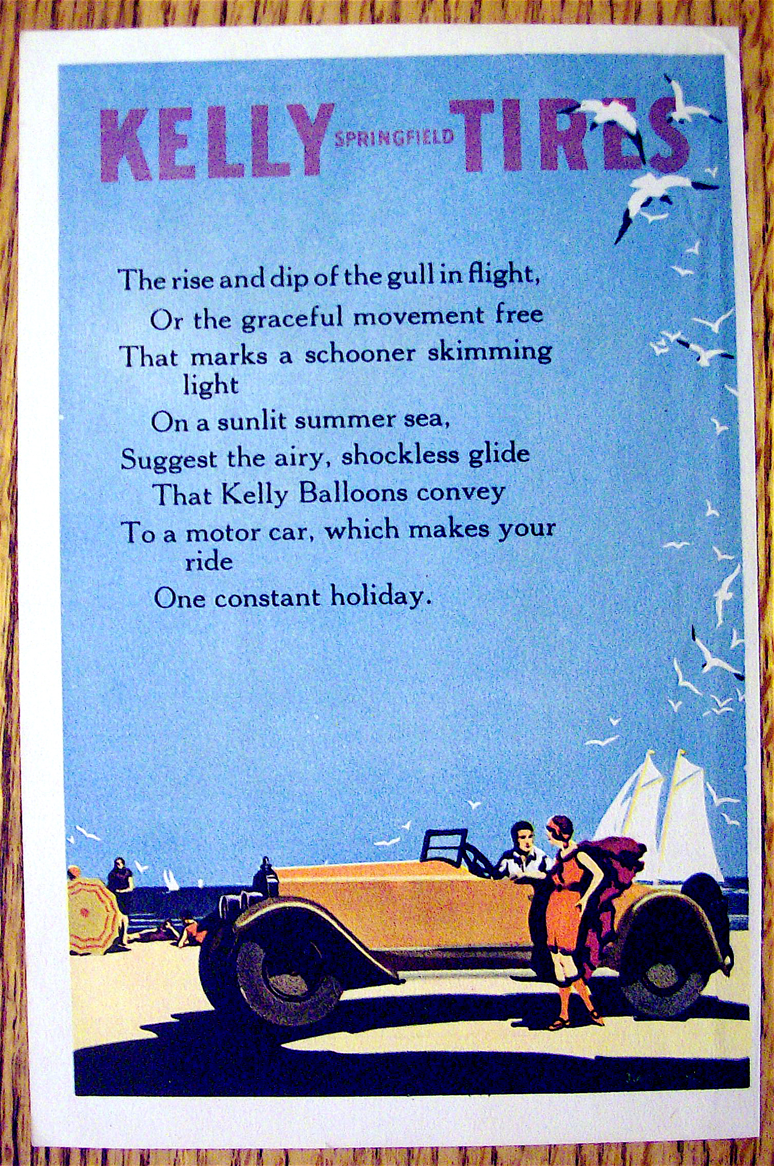 1924 Kelly Springfield Tires with Car by Ocean