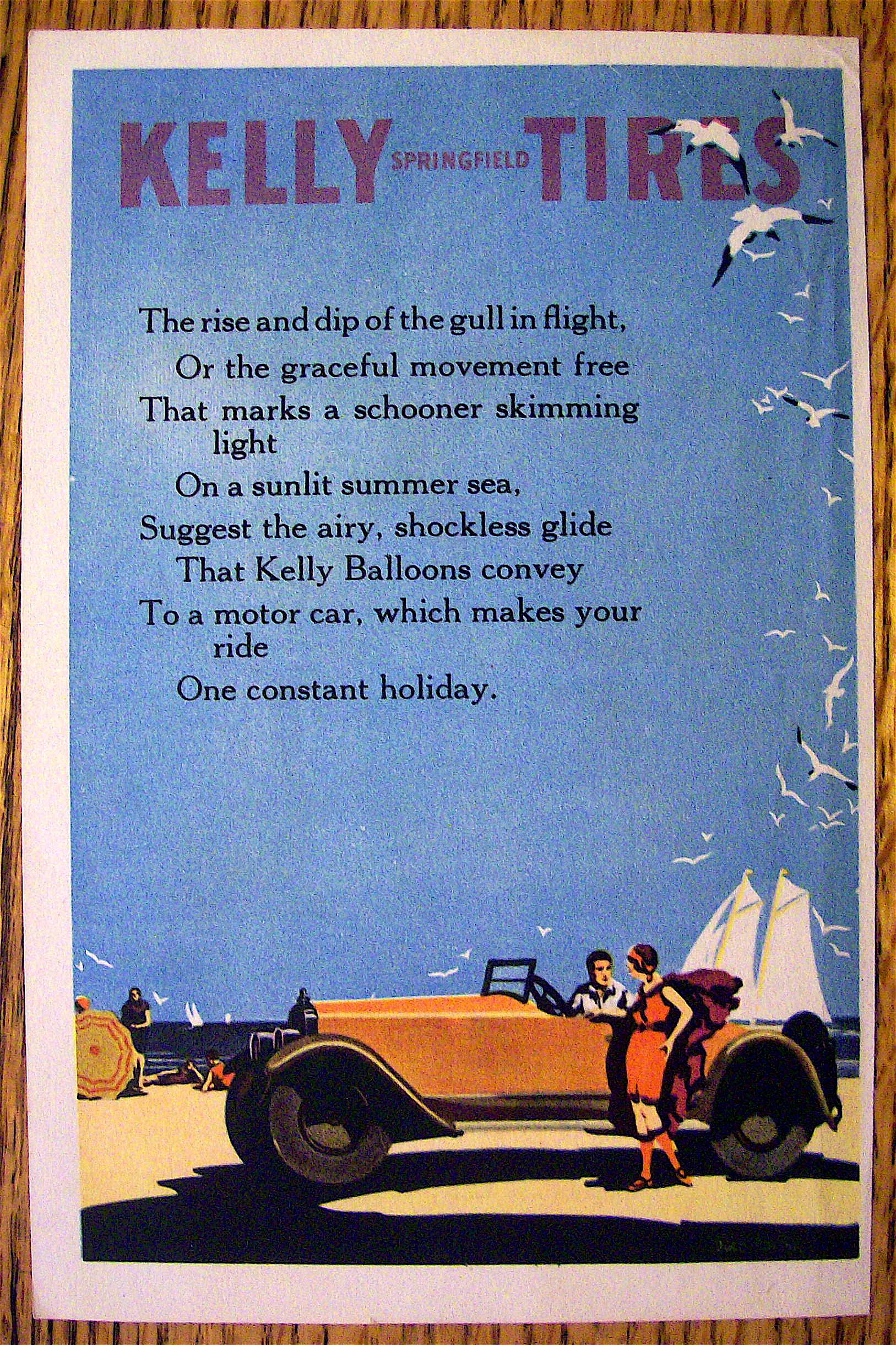 1924 Kelly Springfield Tires with Car by Ocean