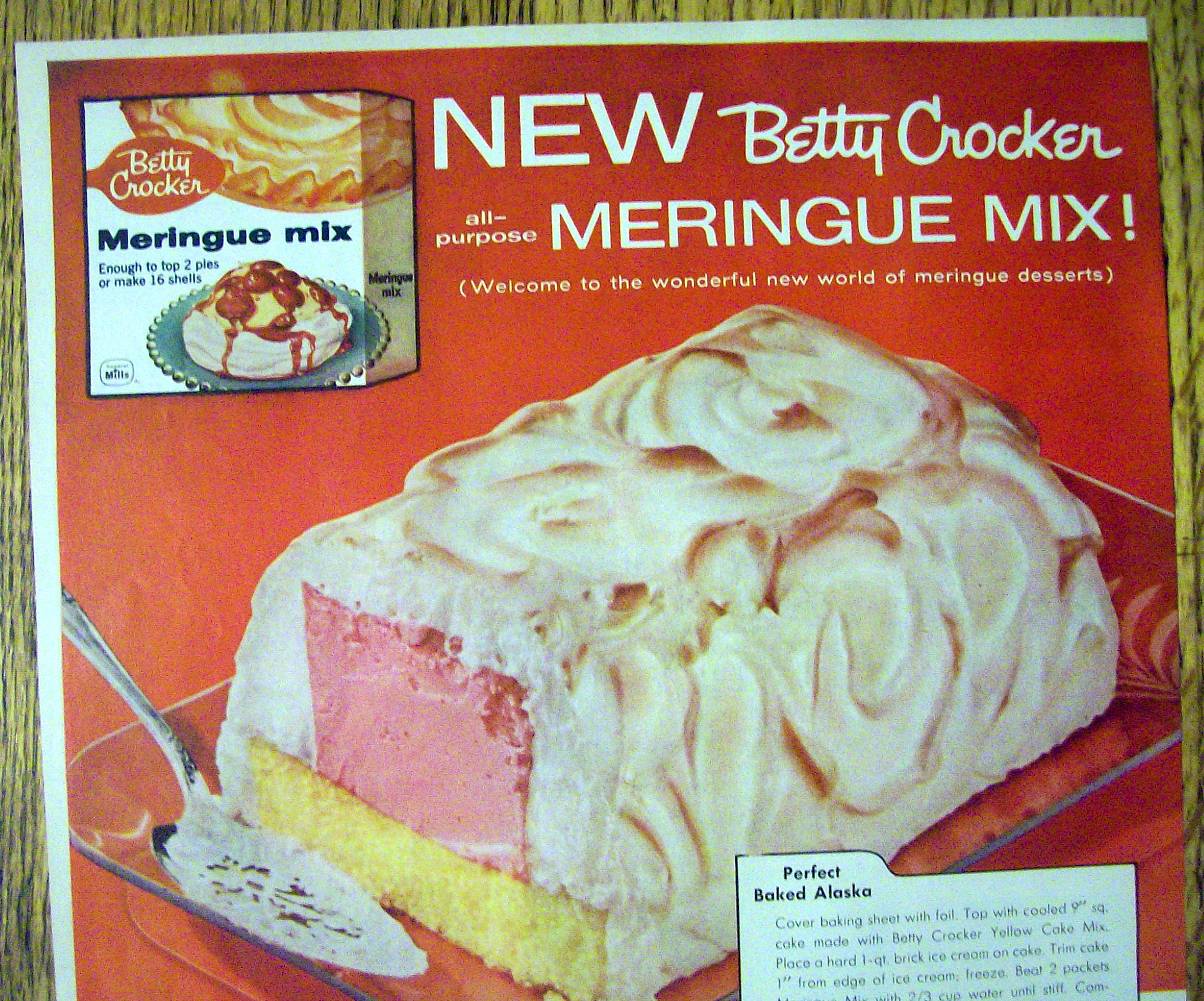 1958 Betty Crocker Meringue Mix with Baked Alaska