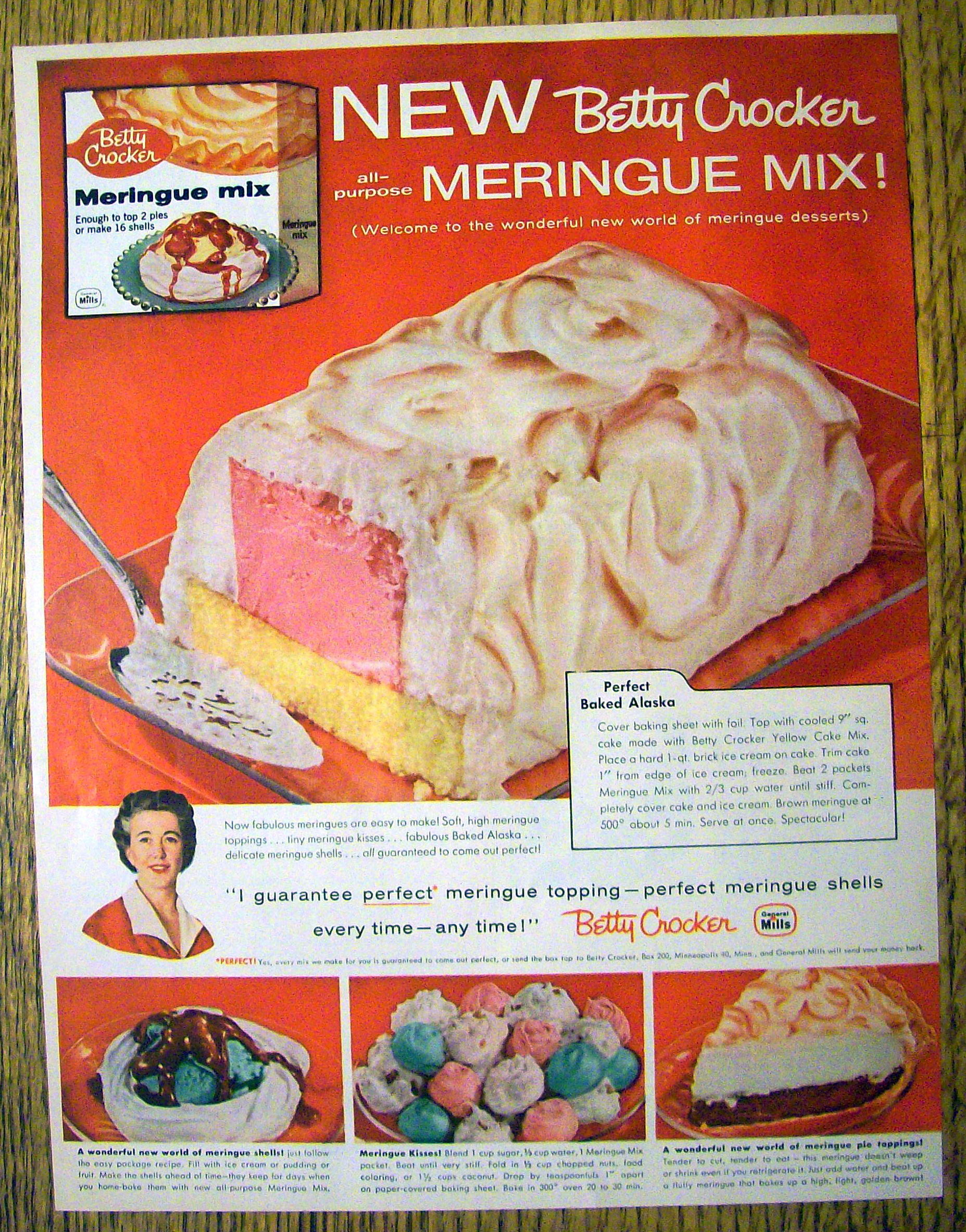 1958 Betty Crocker Meringue Mix with Baked Alaska