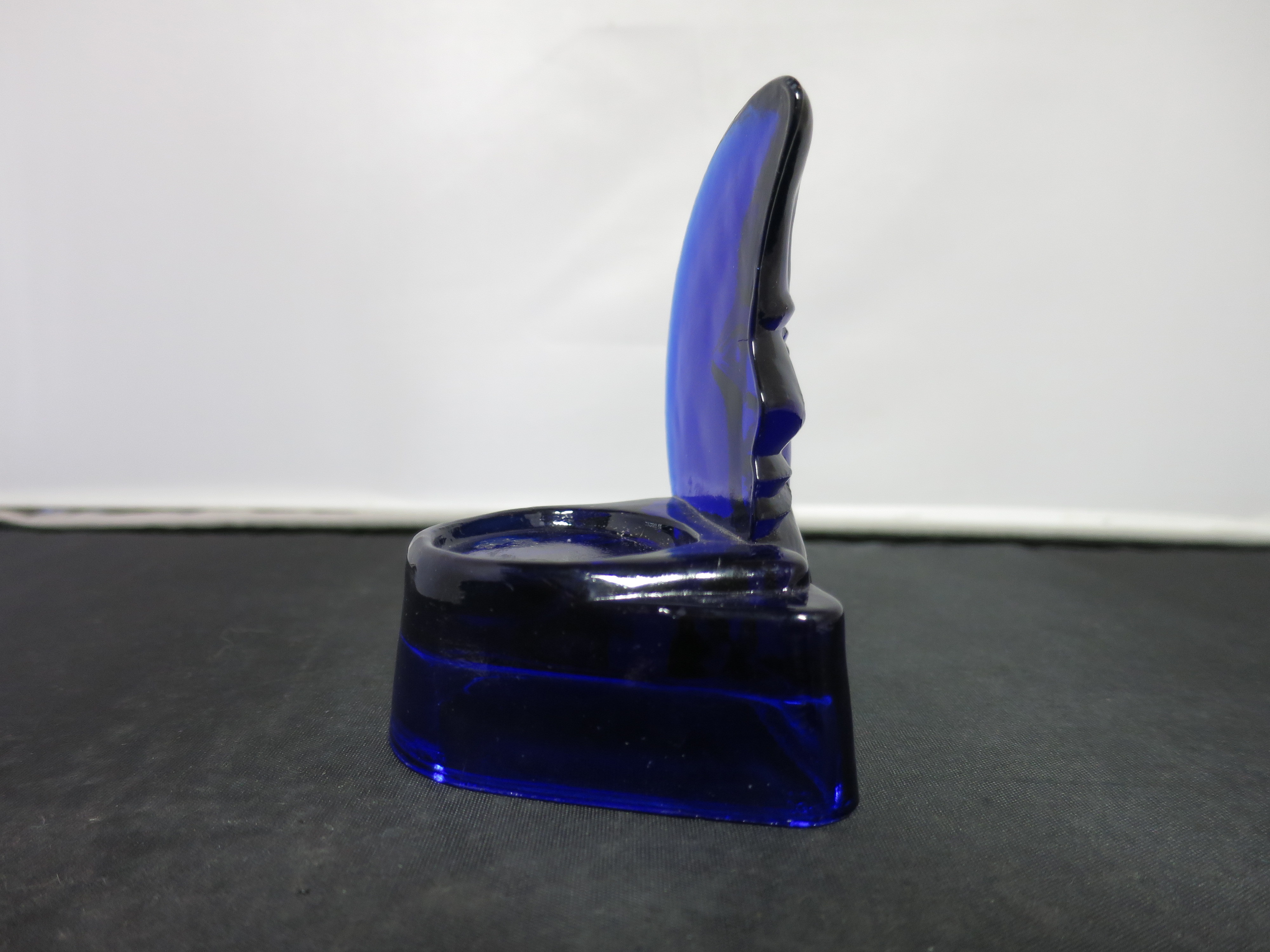 Cobalt Blue Glass Crescent Moon Candle Holder Votive Tea Light