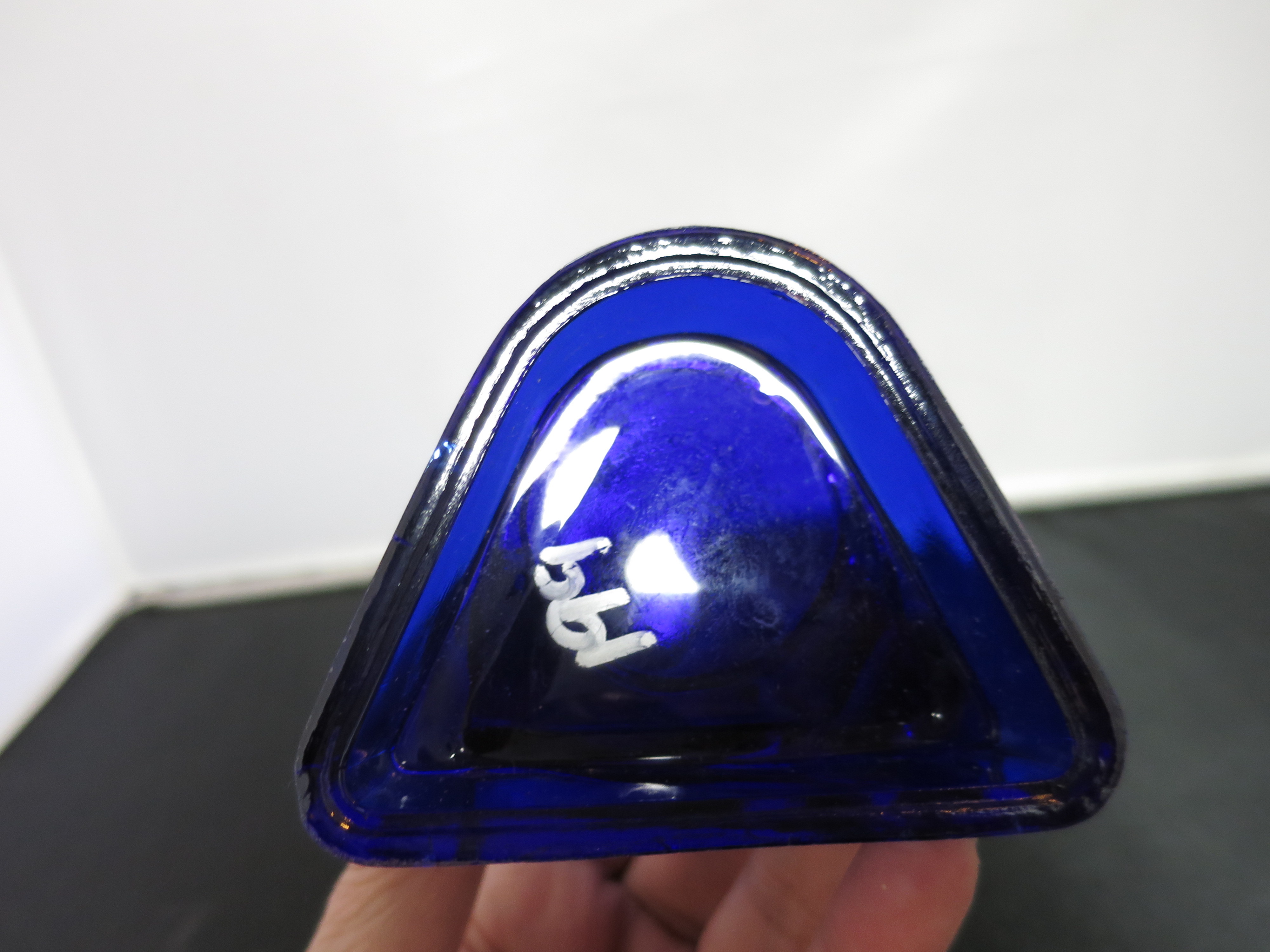 Cobalt Blue Glass Crescent Moon Candle Holder Votive Tea Light