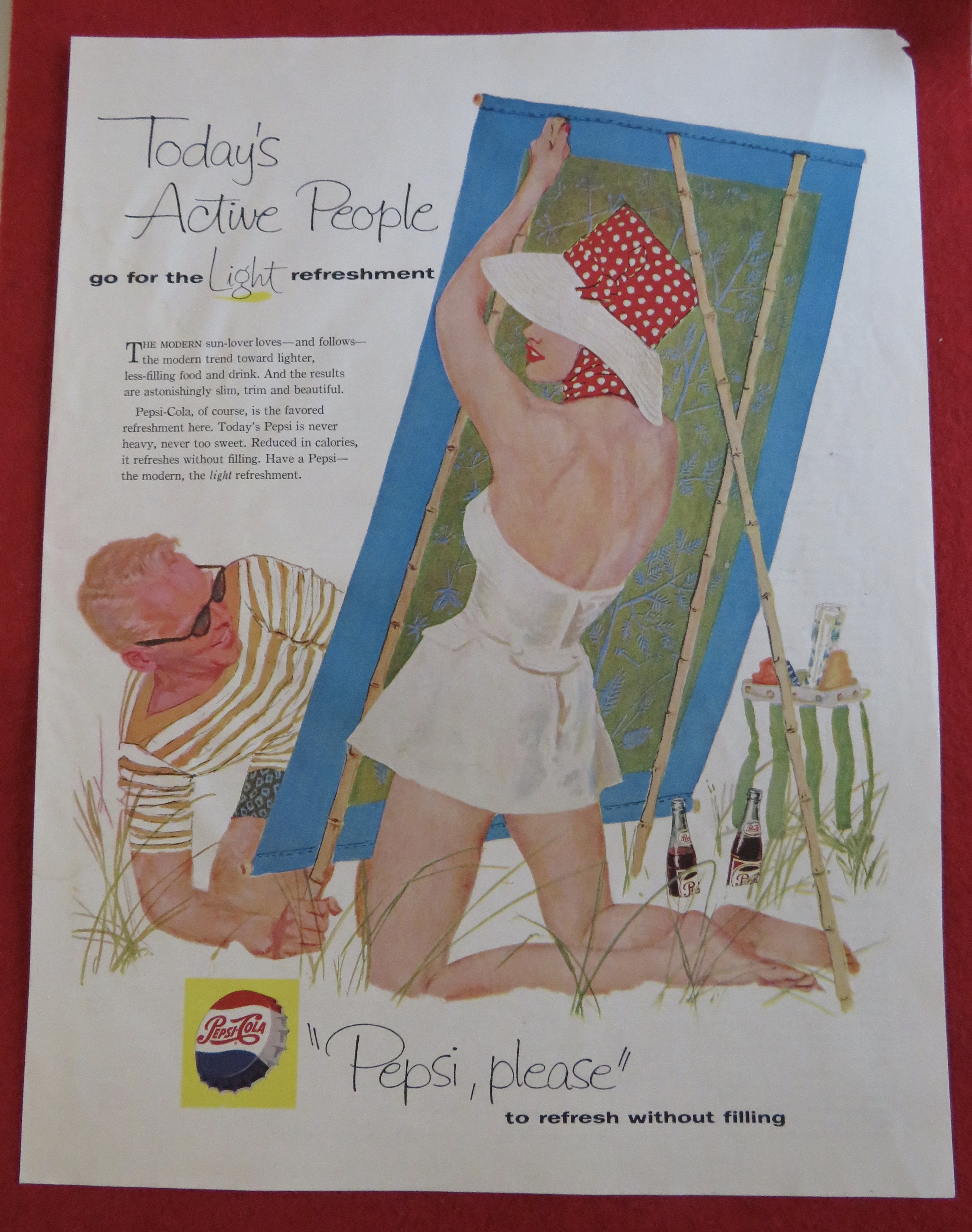 1958 Pepsi Cola (Pepsi) with a Man & Woman On The Beach