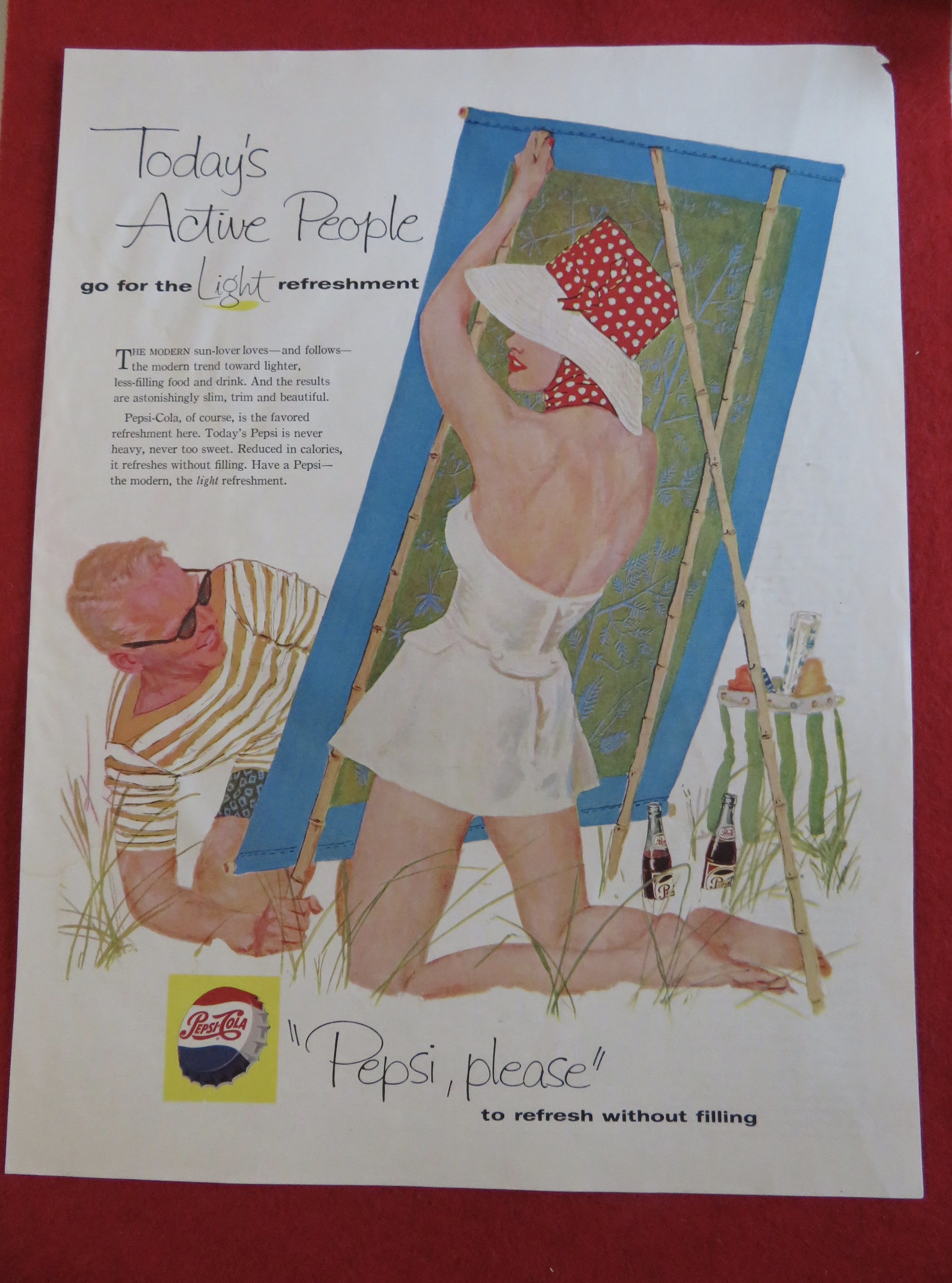 1958 Pepsi Cola (Pepsi) with a Man & Woman On The Beach