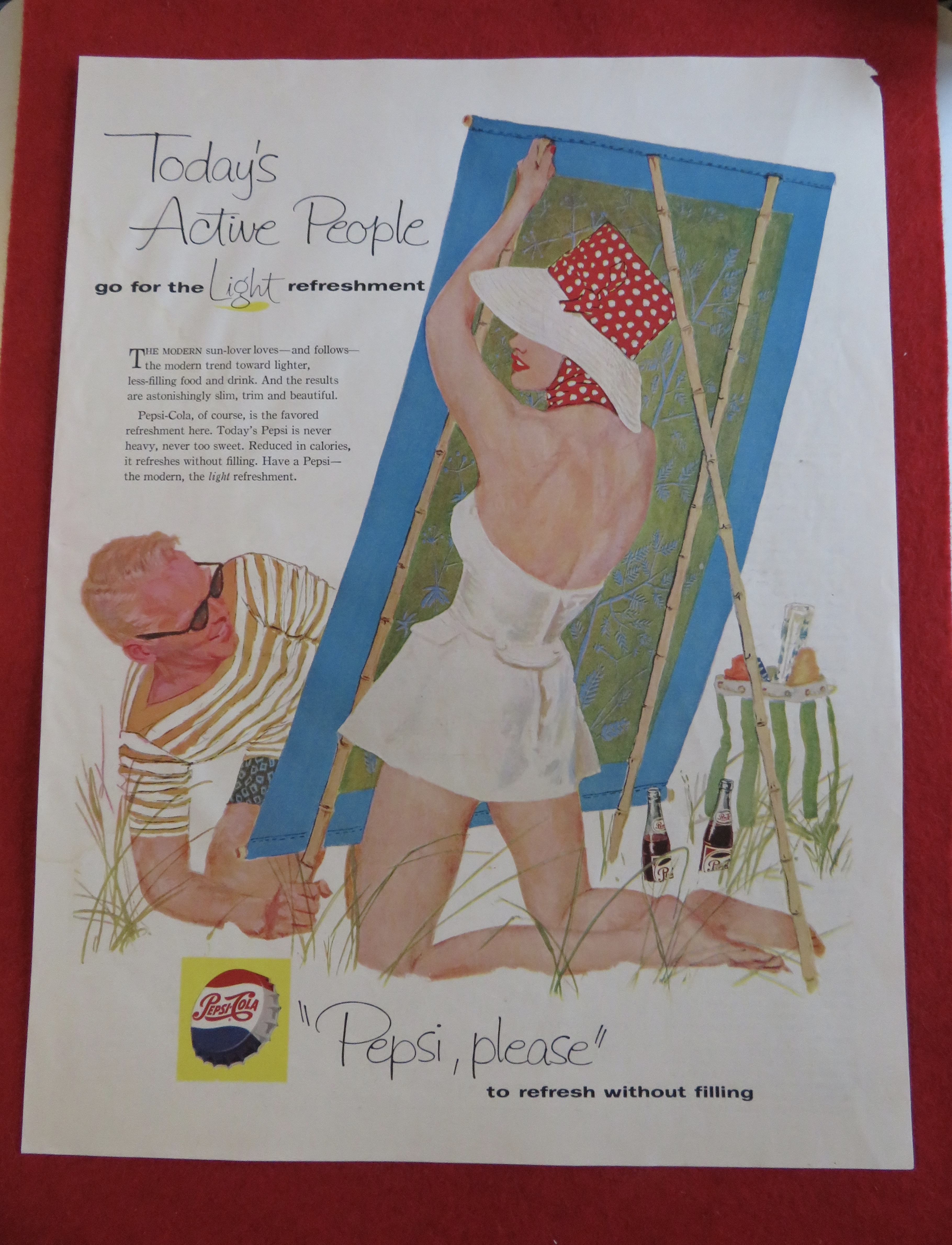 1958 Pepsi Cola (Pepsi) with a Man & Woman On The Beach